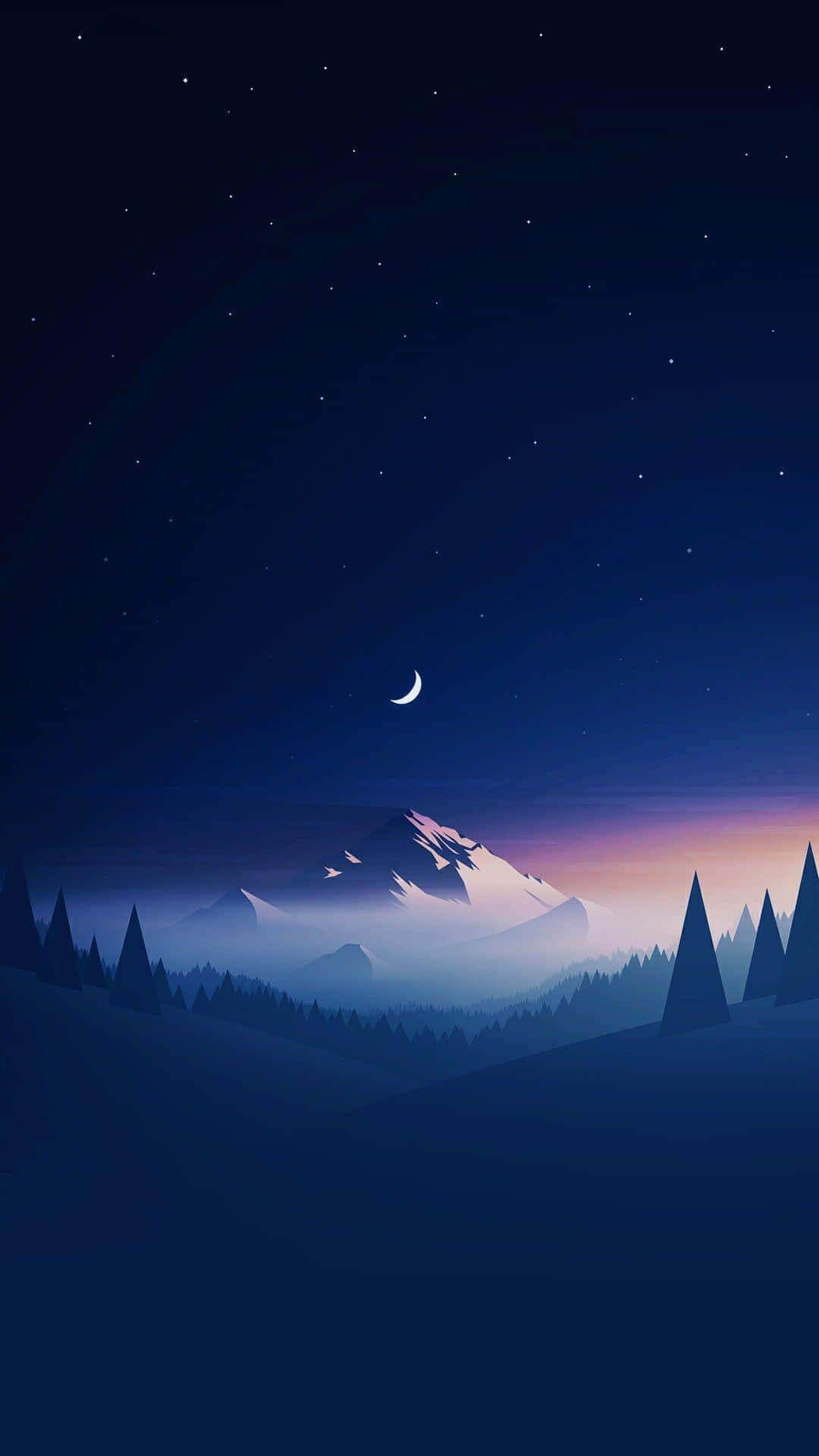 iPhone X, crescent moon, stars, Full HD Phone Wallpaper