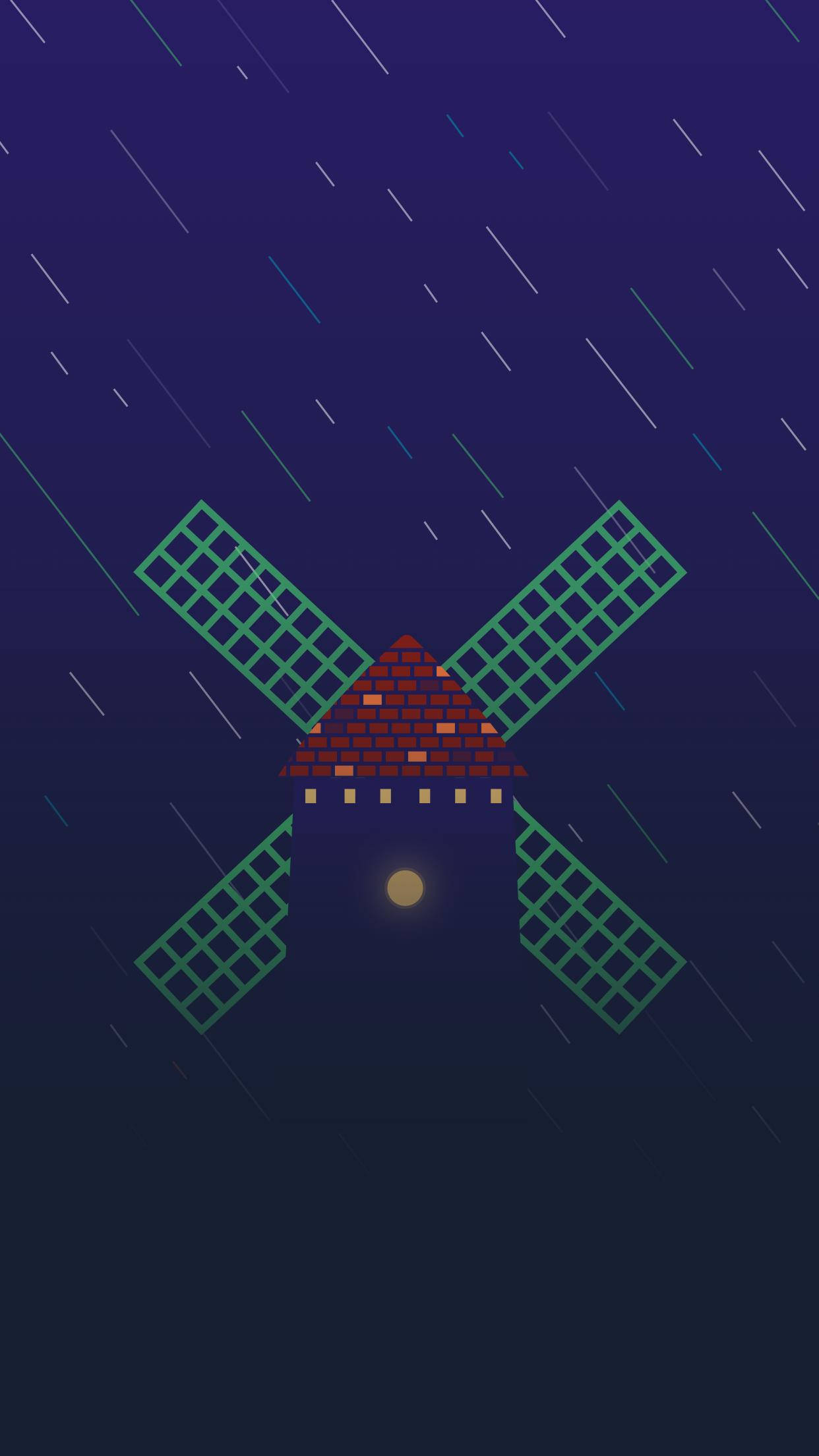 windmill, pixel-art, glowing windows, Full HD Phone Wallpaper