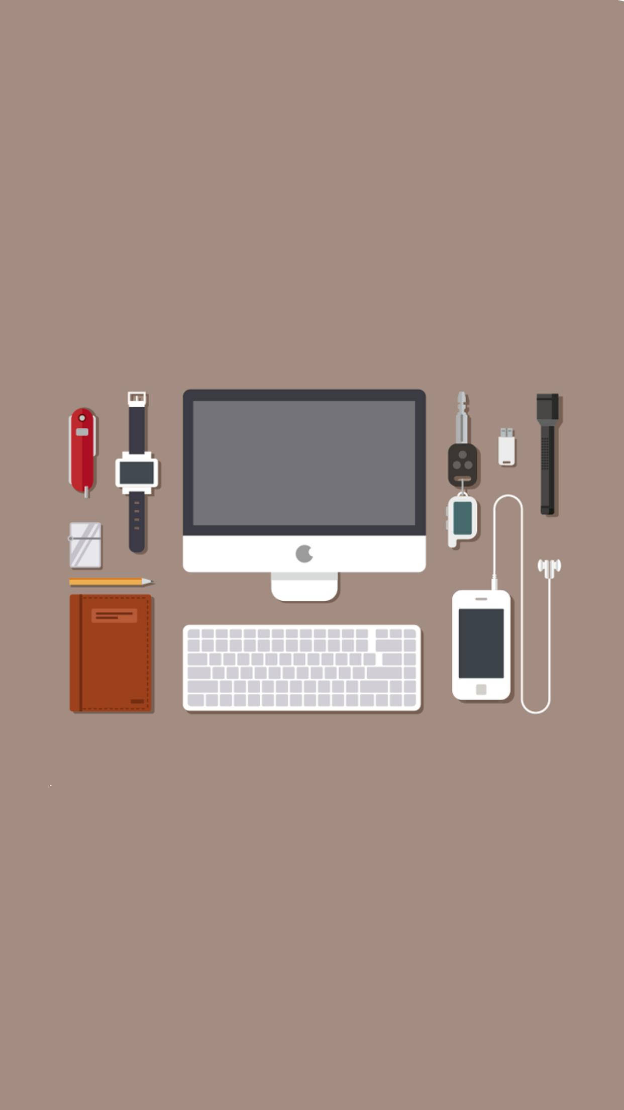 iMac, keyboard, phone, Full HD Phone Wallpaper