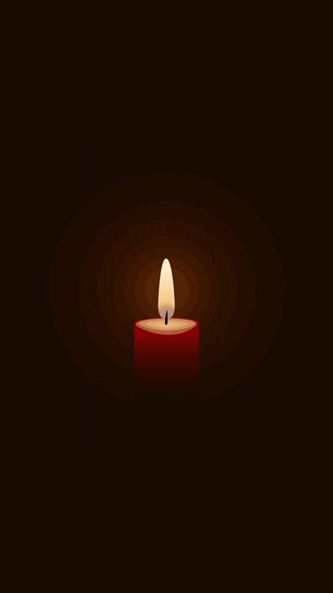 red candle, darkness, warm concentric light rings, Full HD Phone Wallpaper