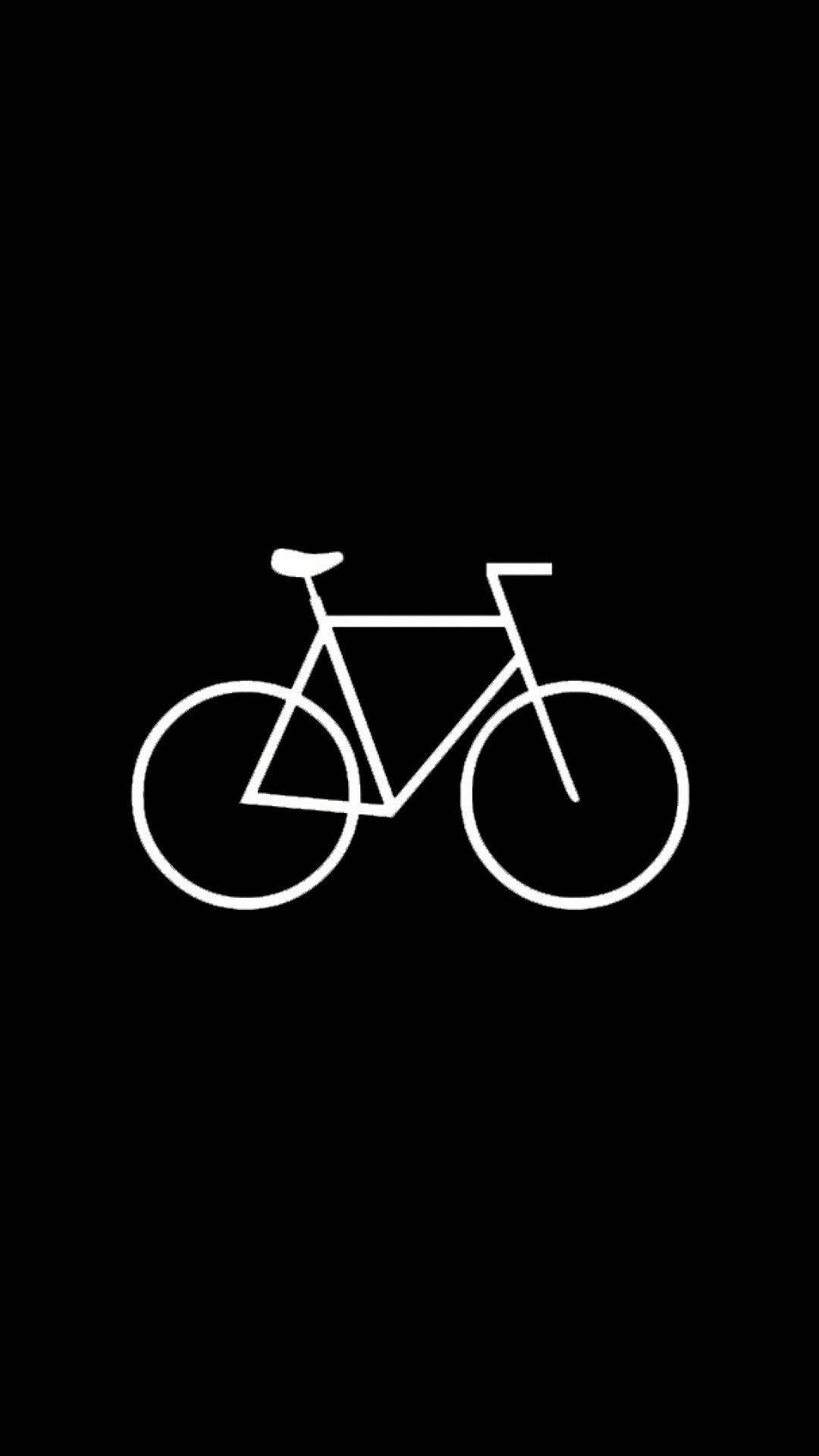 bicycle, white line drawing, solid black background, Full HD Phone Wallpaper
