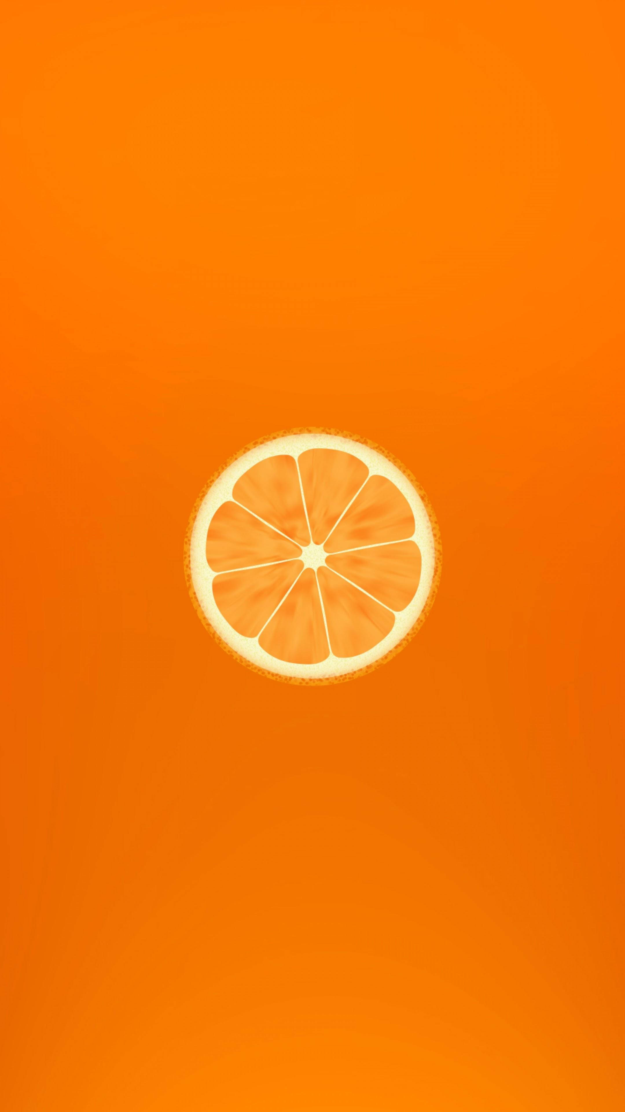 orange slice, gradient orange background, soft lighting, 4K Phone Wallpaper