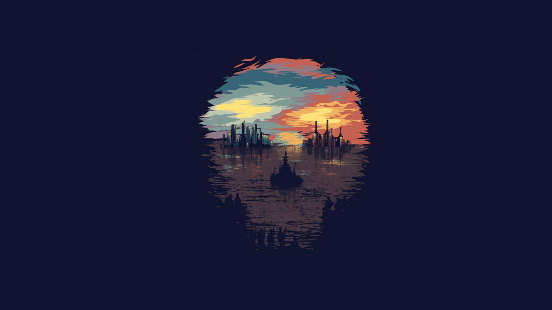 1920 x 1080, skull silhouette, vibrant sunset, Full HD Desktop Wallpaper