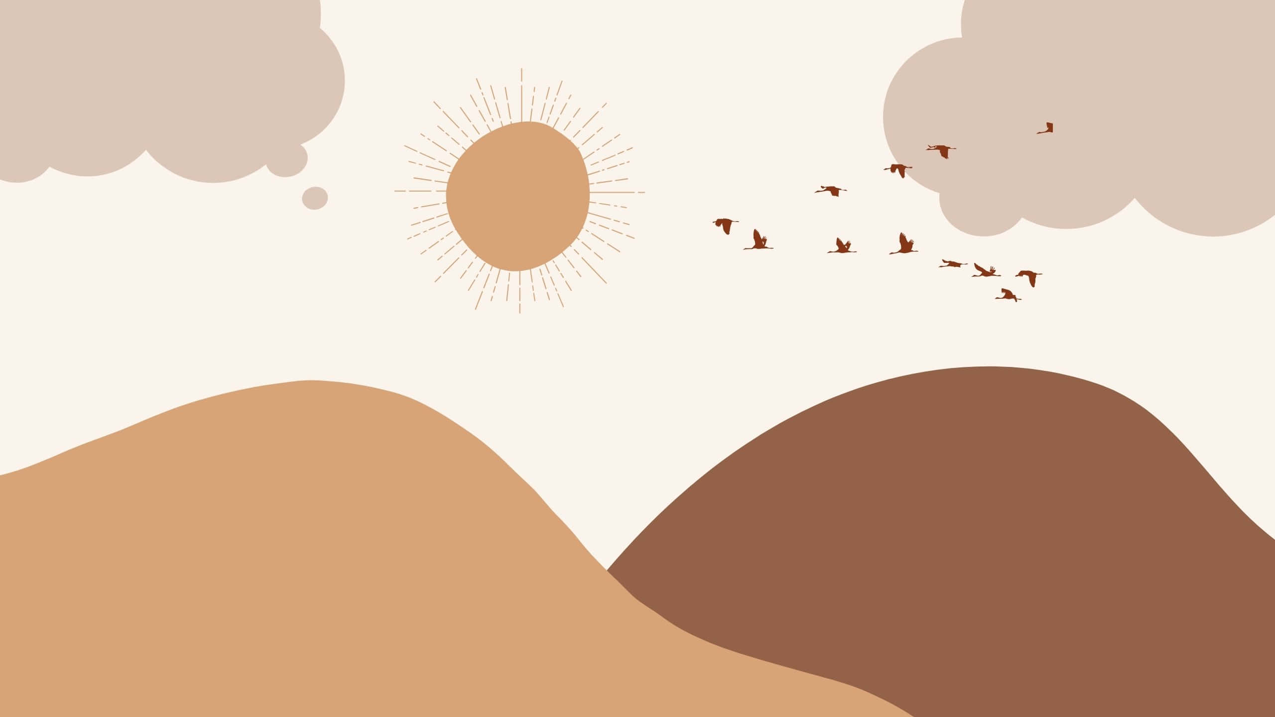 beige, minimalist landscape, stylized mountains, 2K Desktop Wallpaper