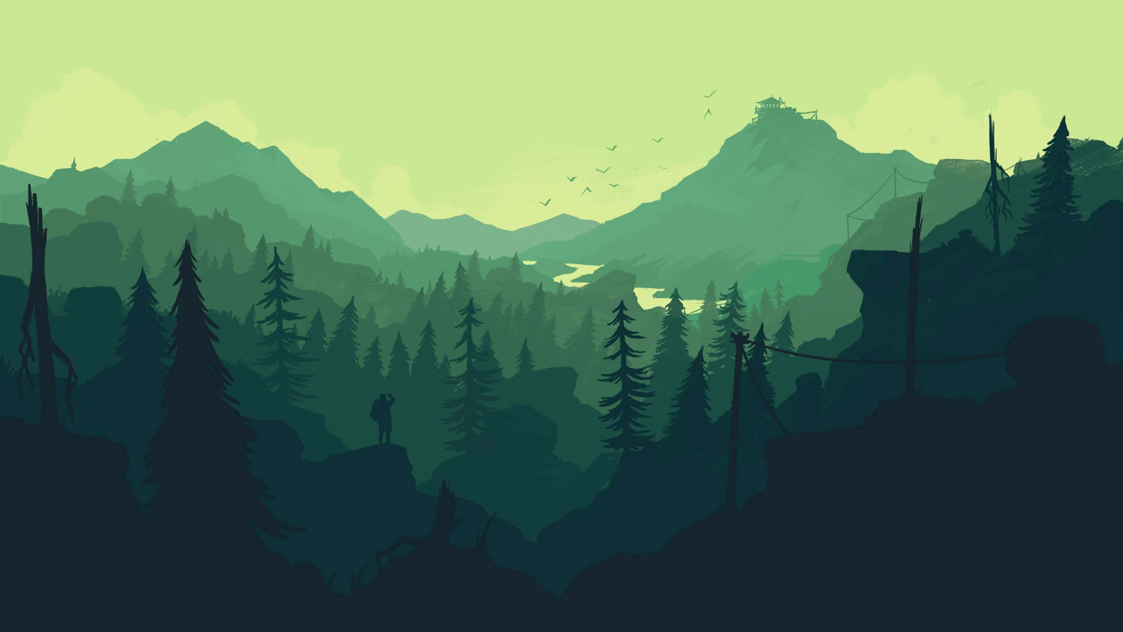 lone hiker, cliff, misty green valley, 4K Desktop Wallpaper