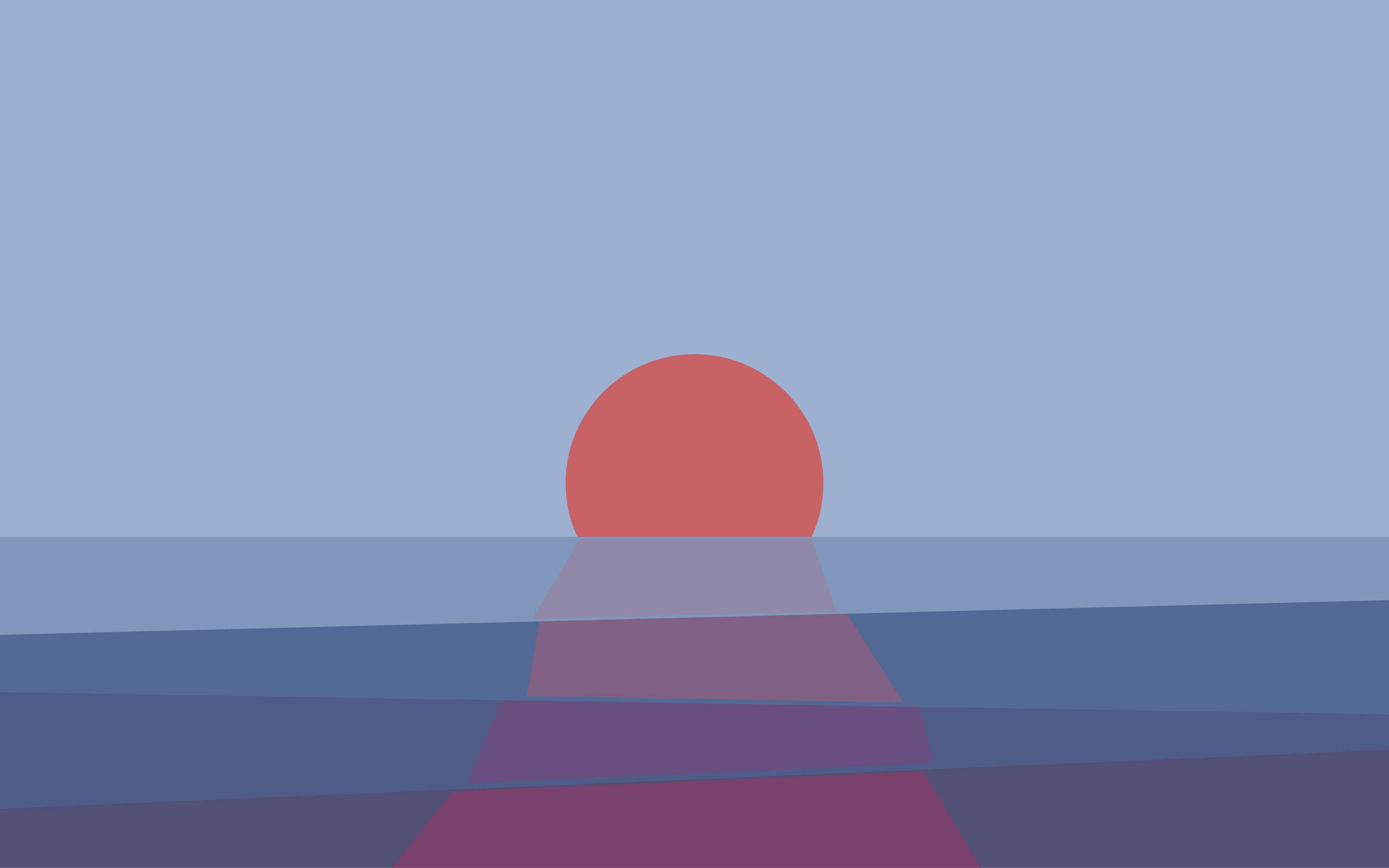 minimalist, orange sunset, coral sun, 2K Desktop Wallpaper