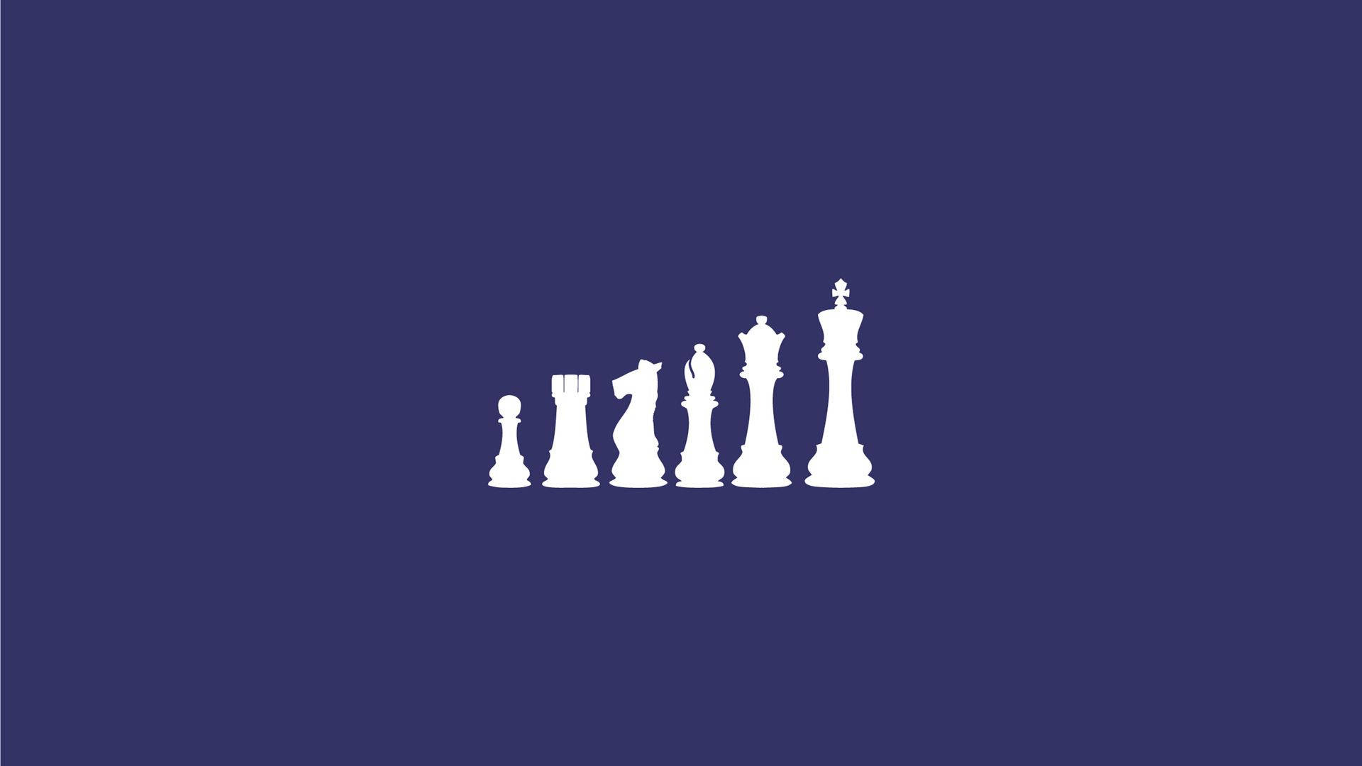 Chess Game, minimalist laptop art, white chess pieces, Full HD Desktop Wallpaper