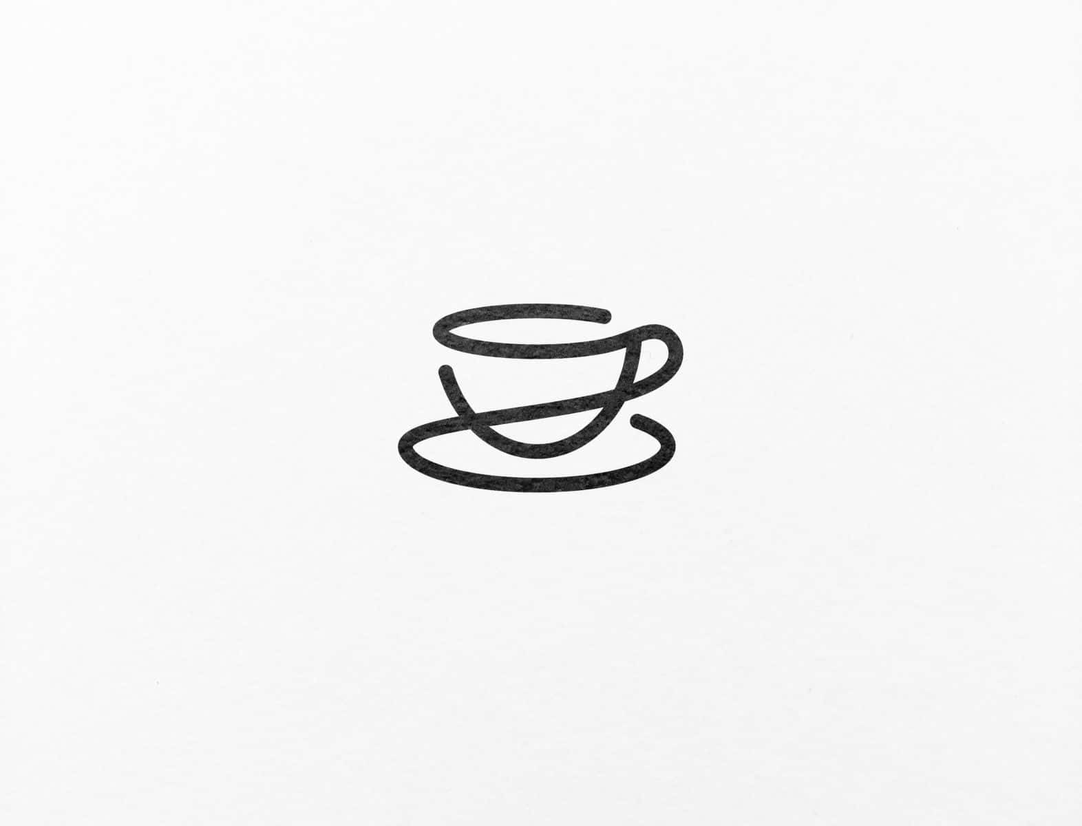 minimalist logo, black line drawing, coffee cup, HD Desktop Wallpaper