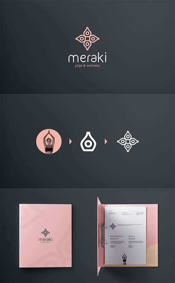 meraki yoga & wellness, geometric logo, pink stationery, SD Phone Wallpaper