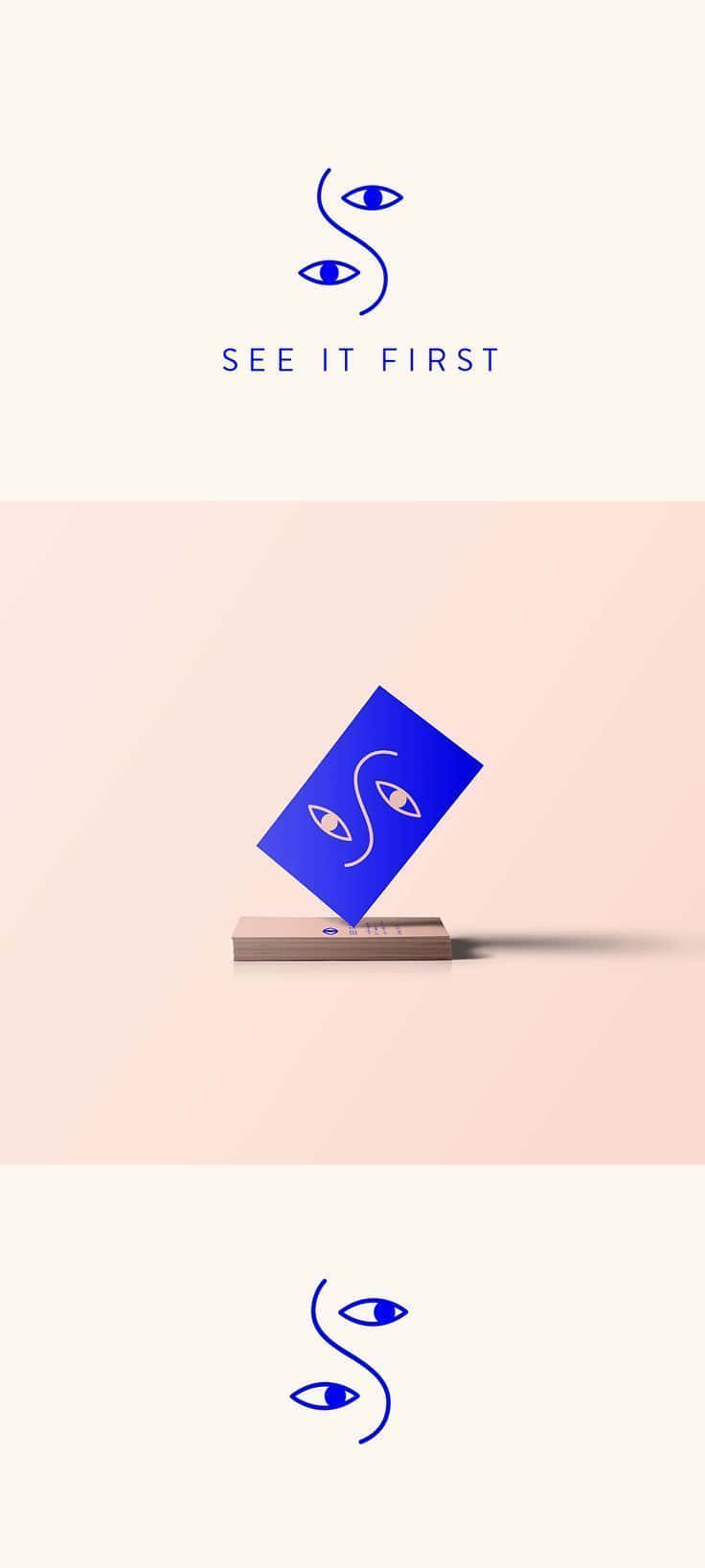 minimalist logo, blue logo, stylized eyes forming an S shape, HD Phone Wallpaper