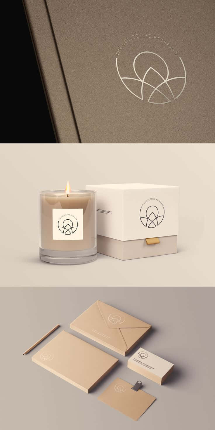 minimalist logo, beige candle, stationery set, HD Phone Wallpaper