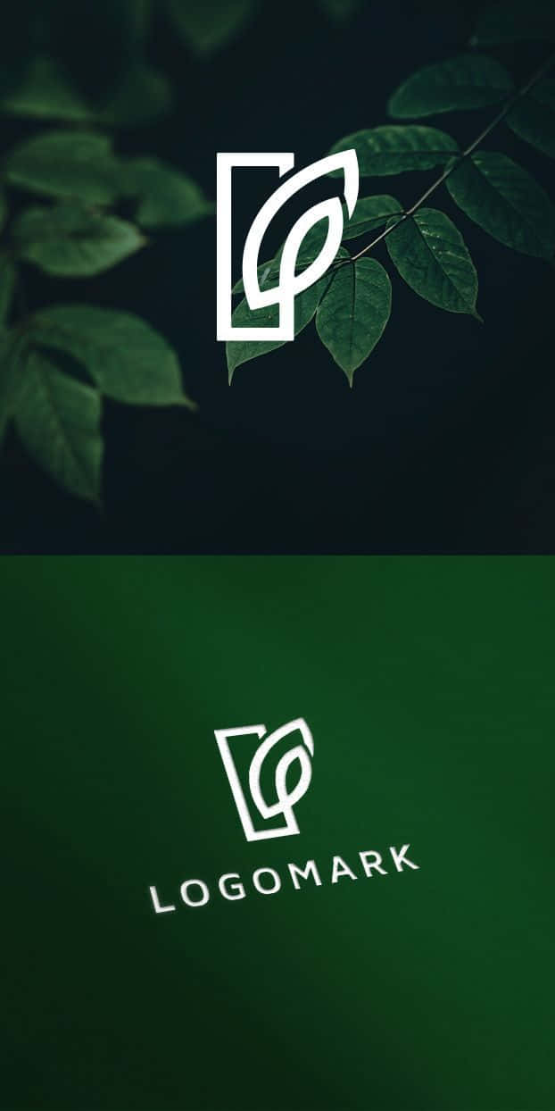 white leaf logo, dark green foliage, solid green background, SD Phone Wallpaper