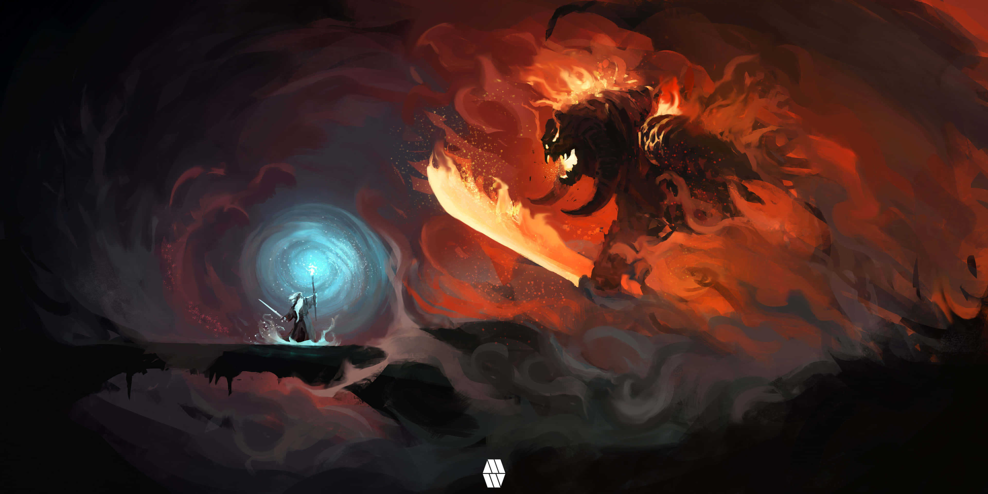 Lord Of The Rings, warrior, swirling blue portal, 4K Desktop Wallpaper