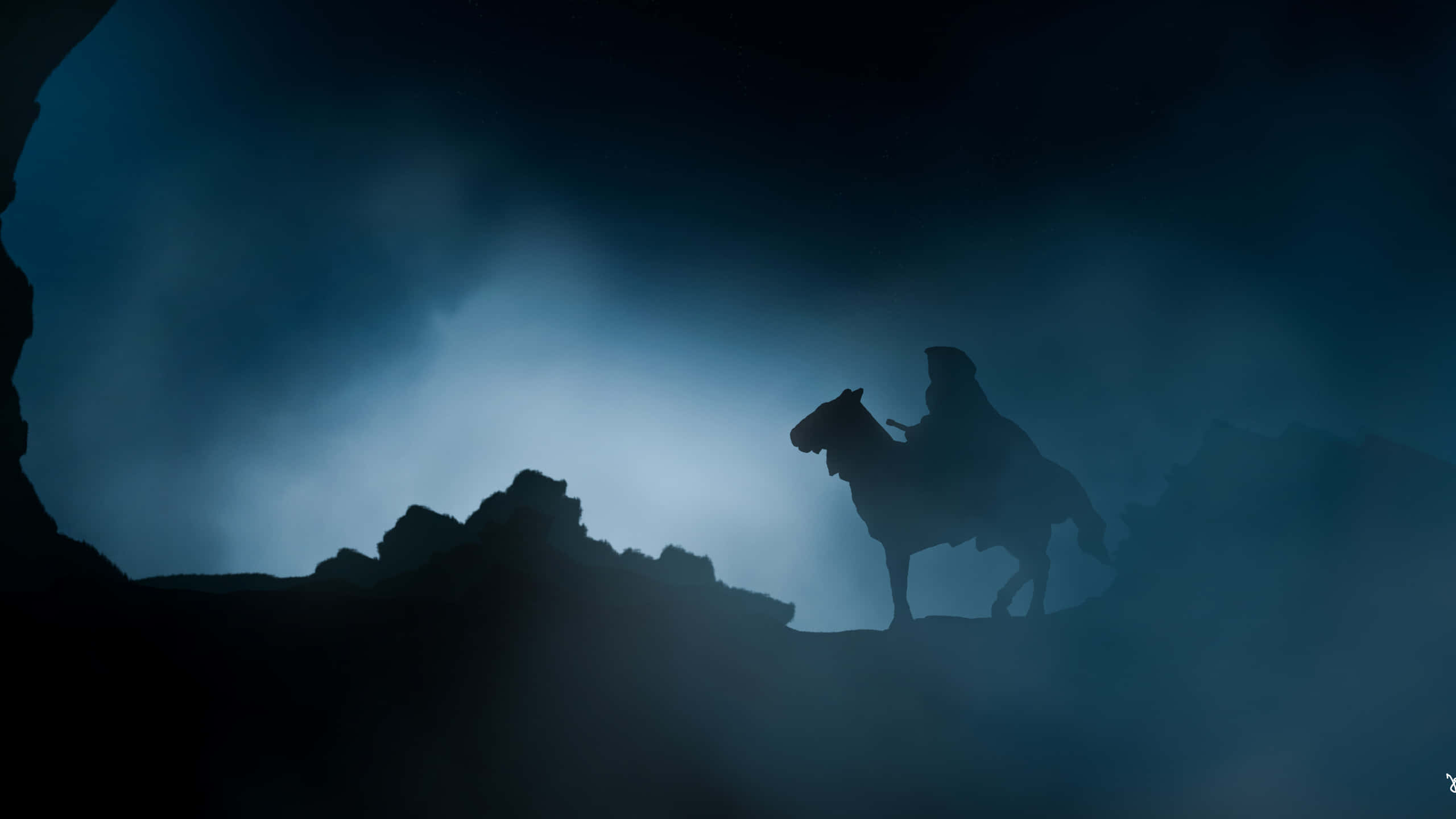 Minimalist Lord Of The Rings, rider, horseback, 2K Desktop Wallpaper