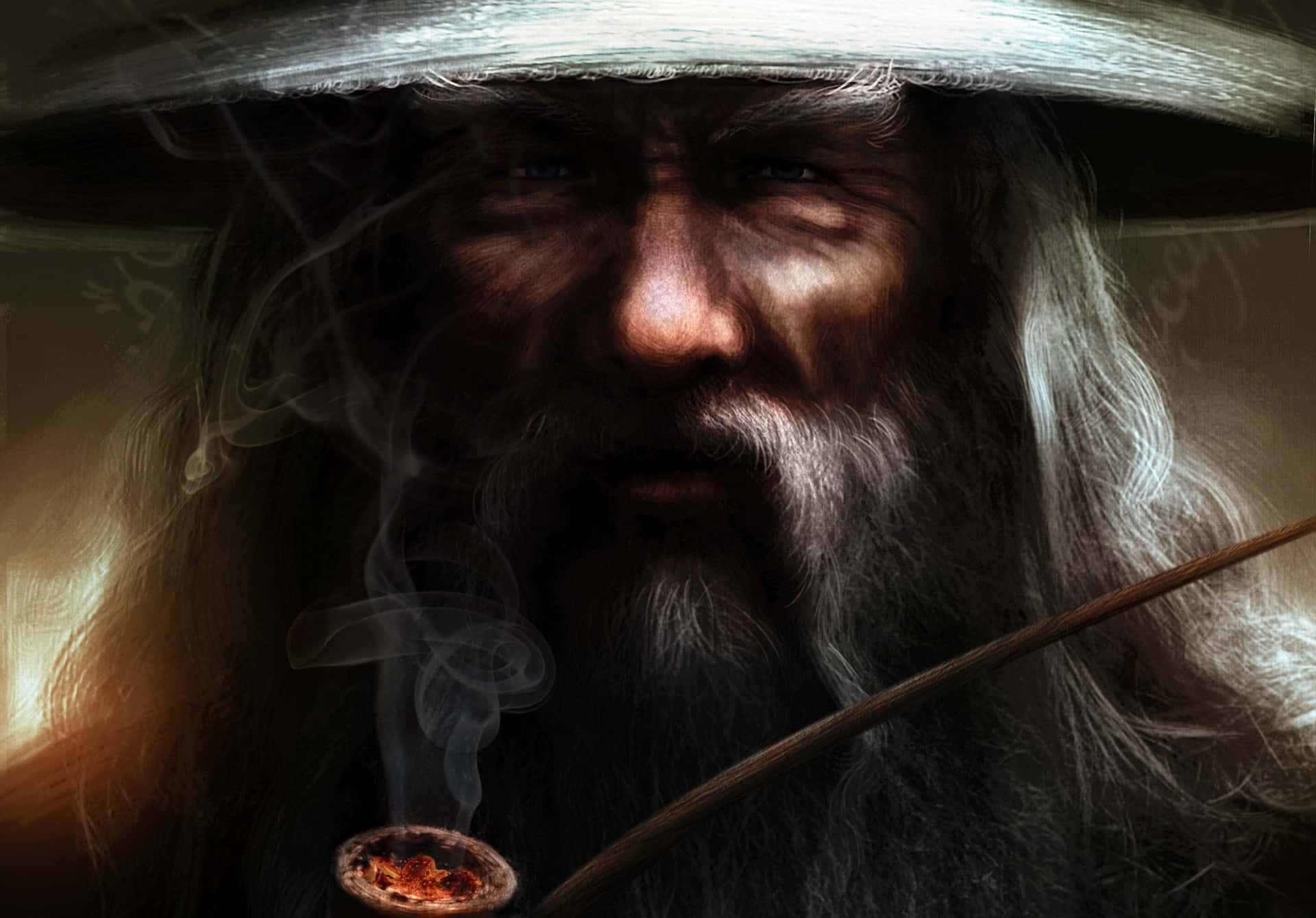 Minimalist Lord Of The Rings, wise old man, long gray beard, Full HD Desktop Wallpaper
