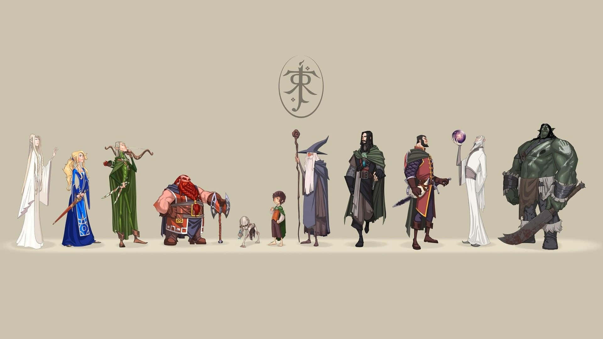 Minimalist Lord Of The Rings, elves, dwarves, Full HD Desktop Wallpaper