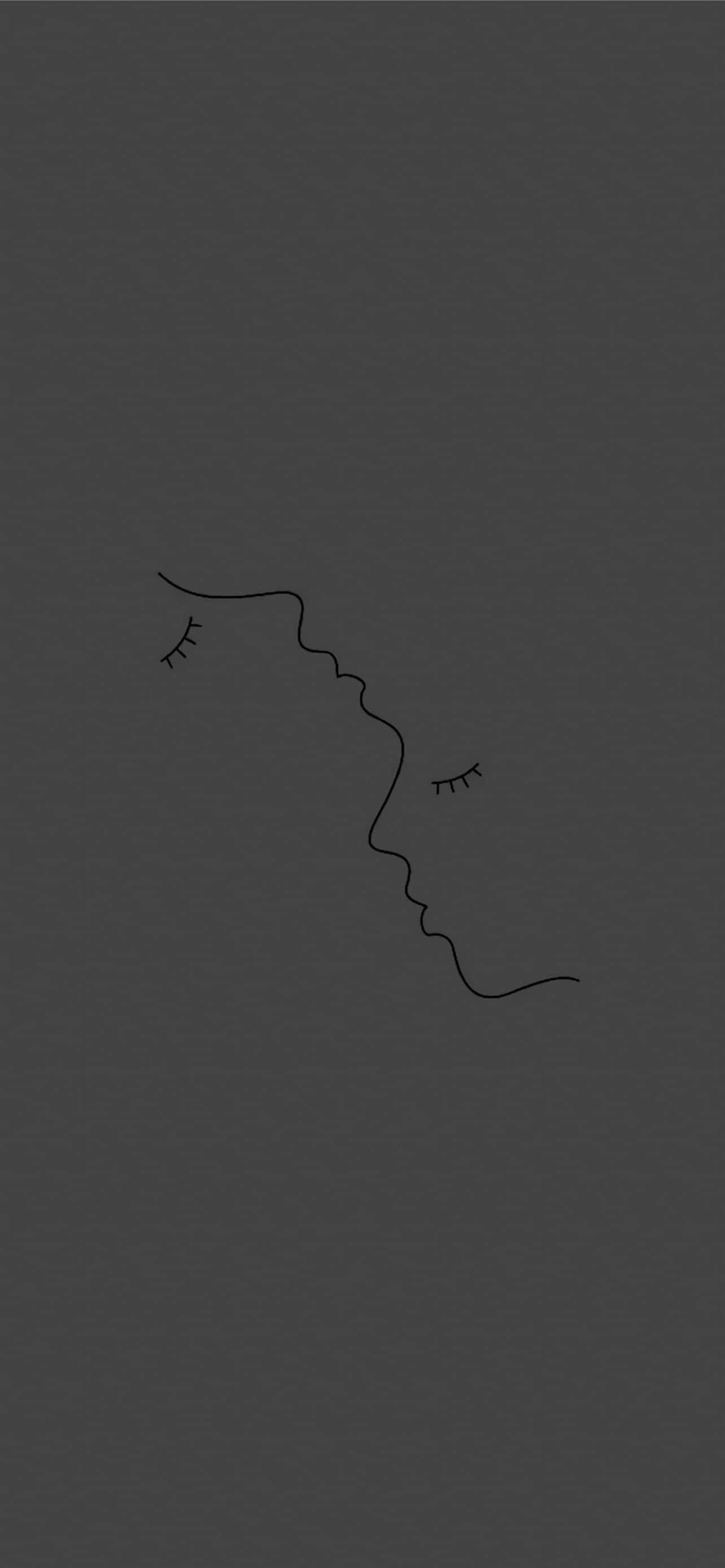 minimalist monochrome, black line drawing, sleeping face, 2K Phone Wallpaper