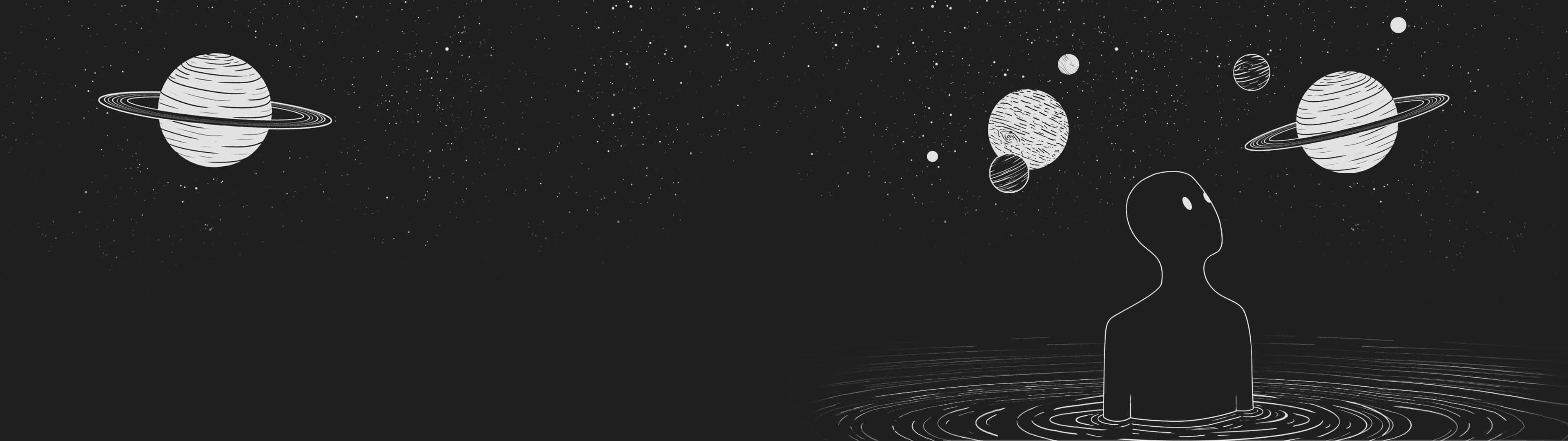 minimalist monochrome, silhouette of a person, water, 4K Desktop Wallpaper