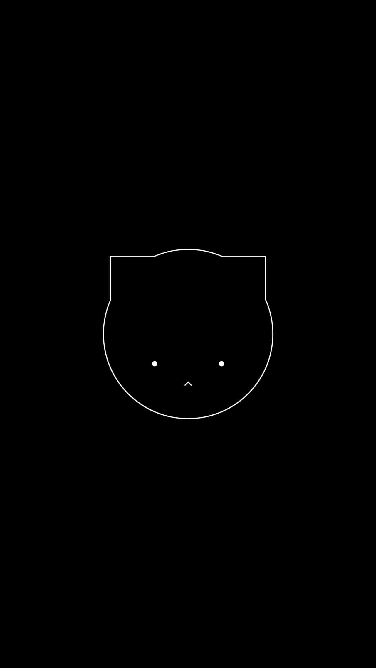 minimalist monochrome, white line drawing, cat's face, Full HD Phone Wallpaper