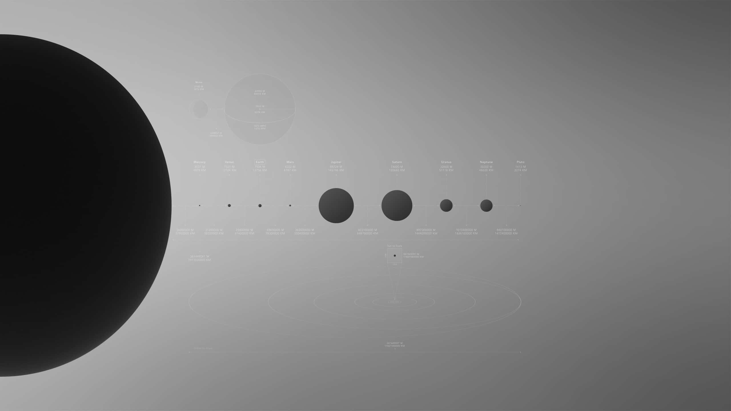 minimalist monochrome, 2560 x 1440, black sphere, 2K Desktop Wallpaper