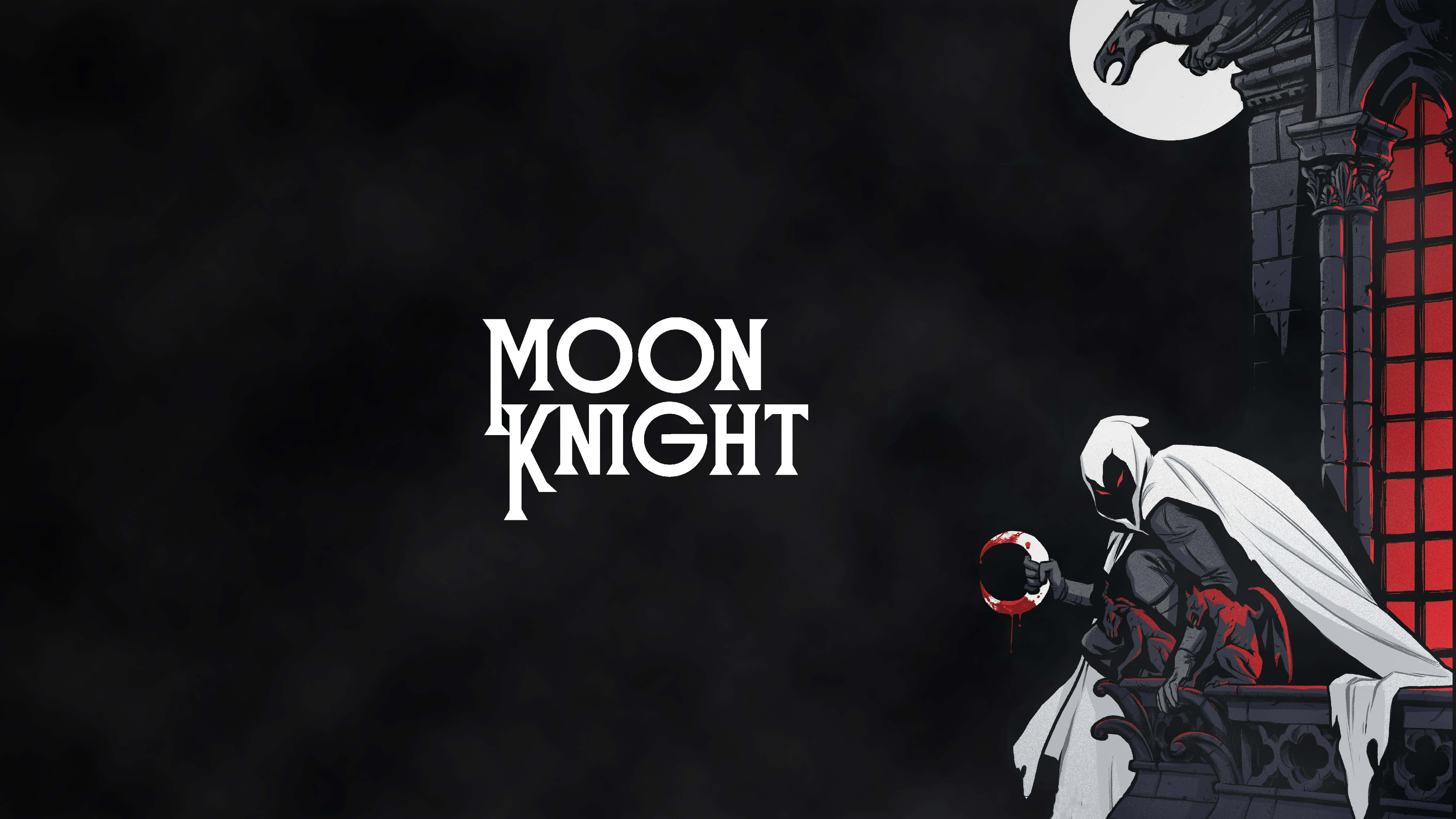 Minimalist Moon Knight, Moon Knight, white cloak, 5K Desktop Wallpaper