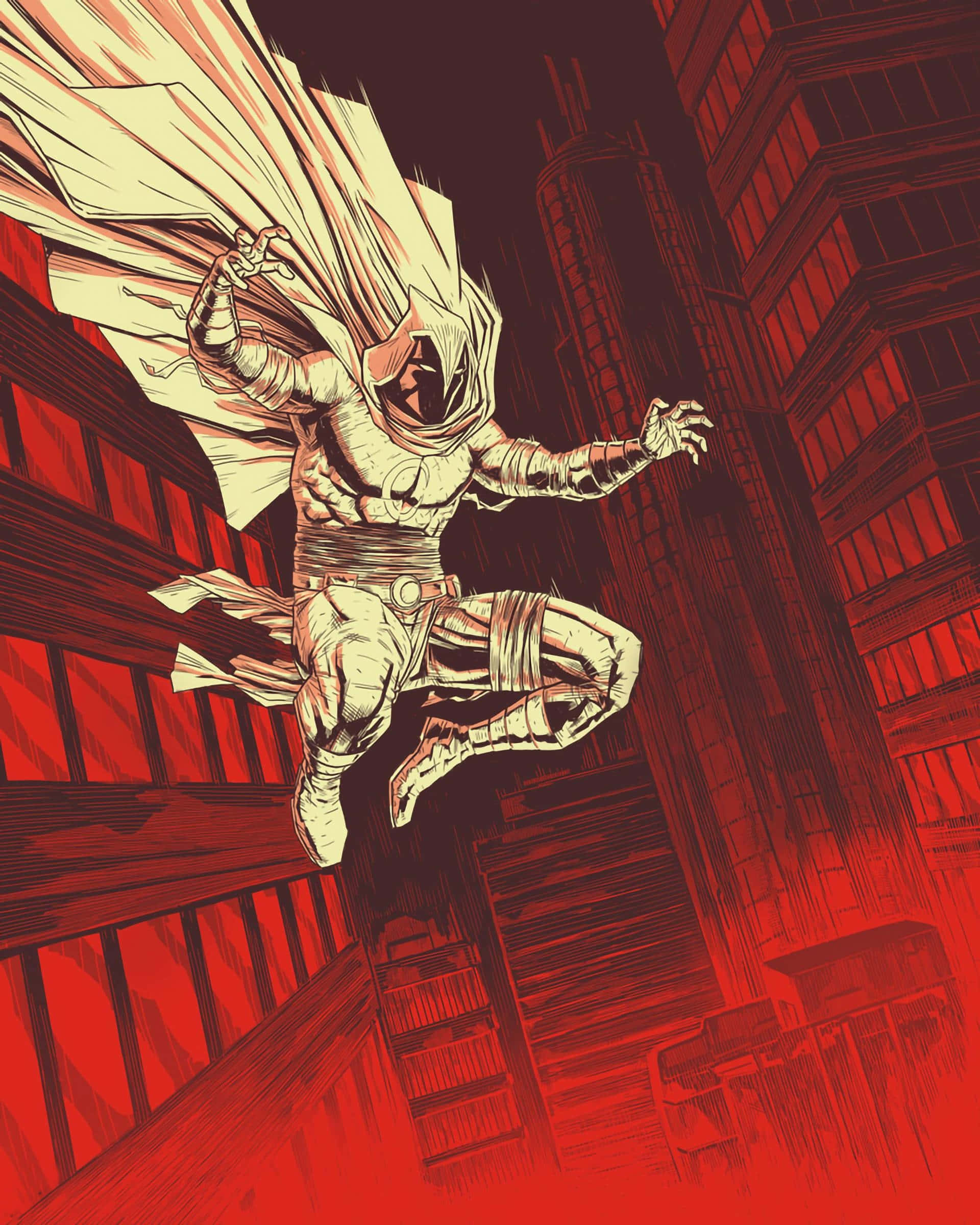 Moon Knight, masked superhero, flowing cape, Full HD Phone Wallpaper