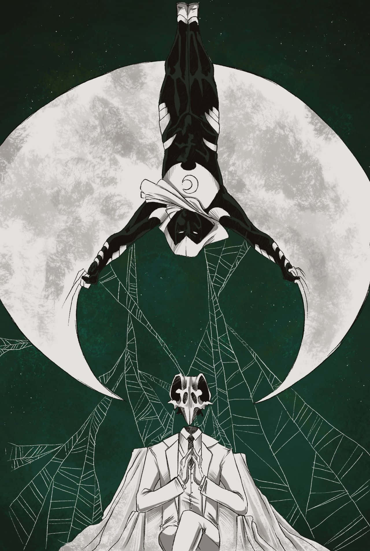 Moon Knight, silhouetted skyline, giant moon, HD Phone Wallpaper