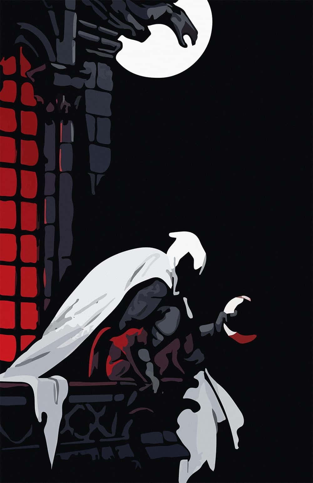 Minimalist Moon Knight, Moon Knight, full moon, HD Phone Wallpaper