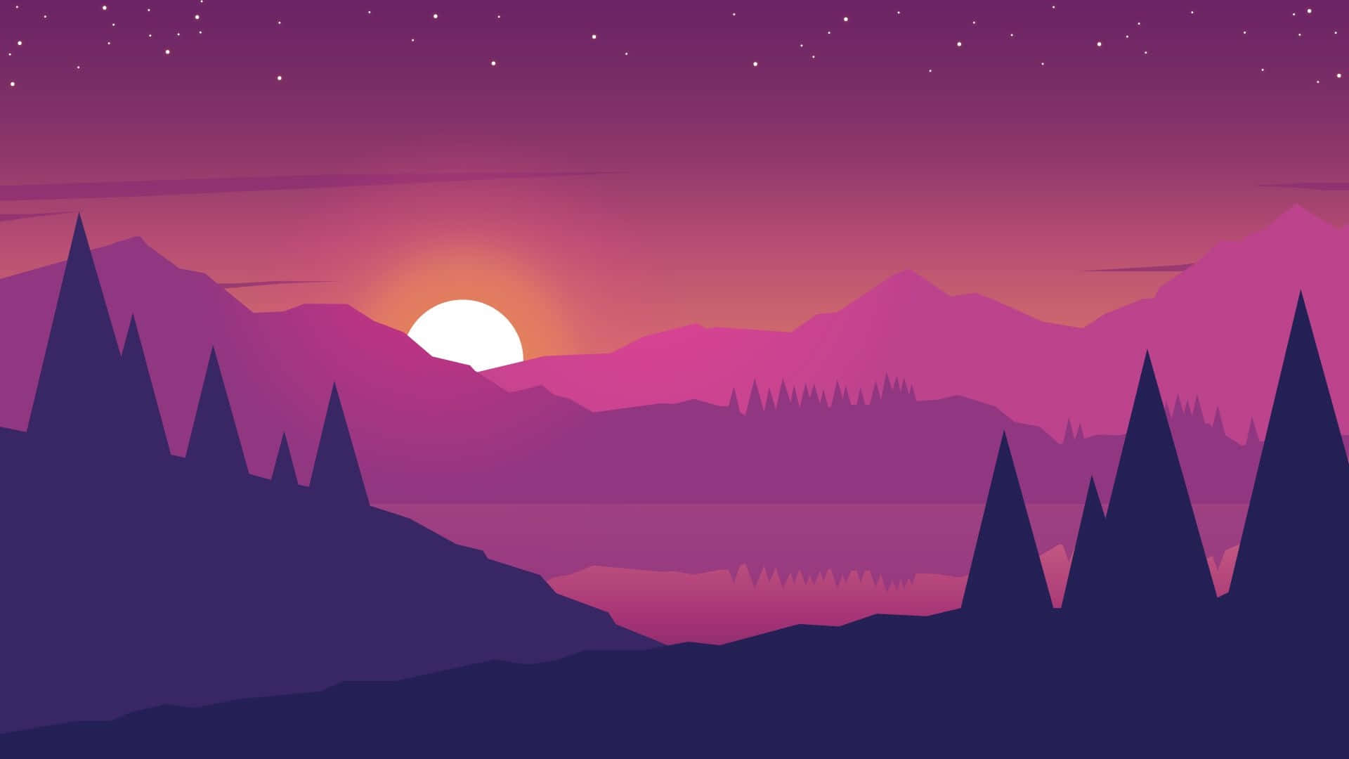 Minimalist Mountain, purple mountain, twilight, Full HD Desktop Wallpaper