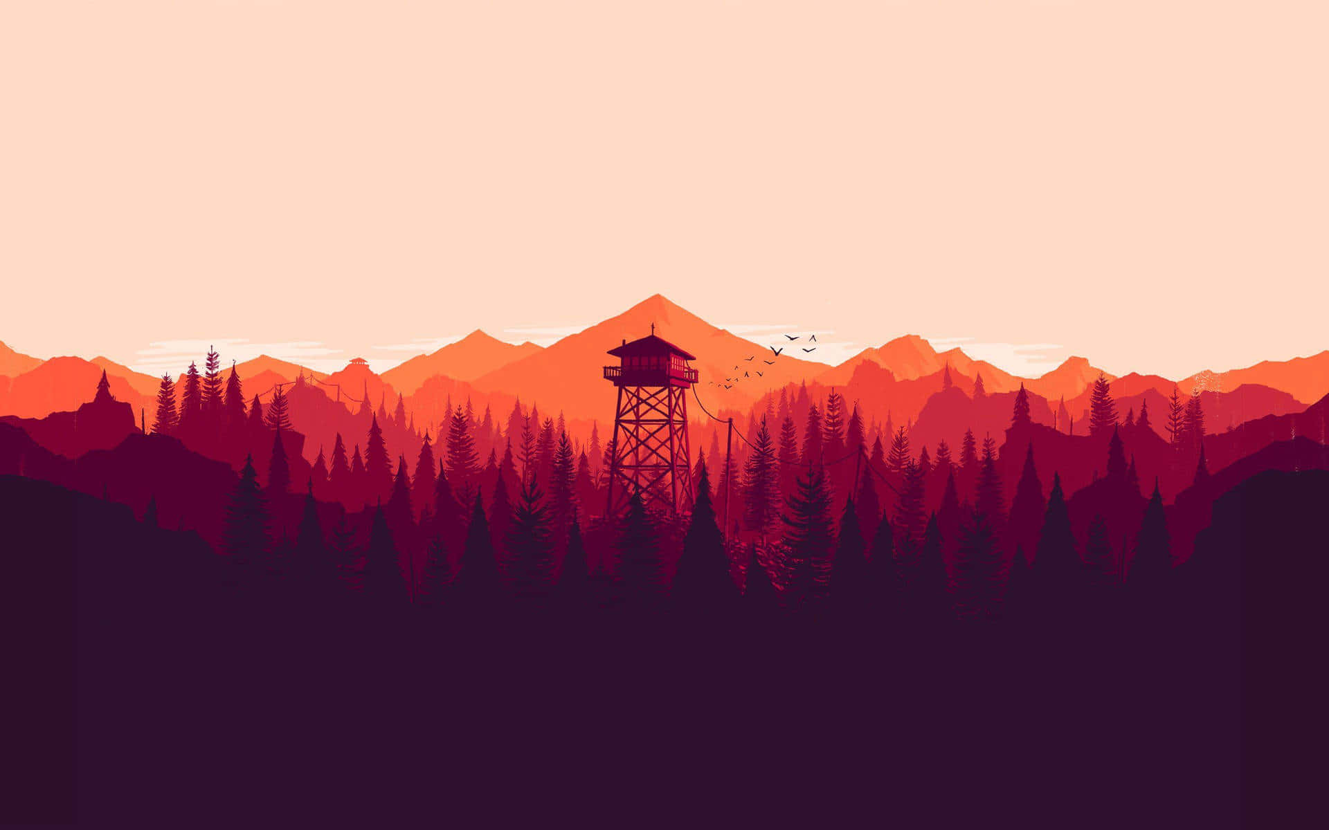 fire lookout tower, pine forests, mountain ranges, Full HD Desktop Wallpaper