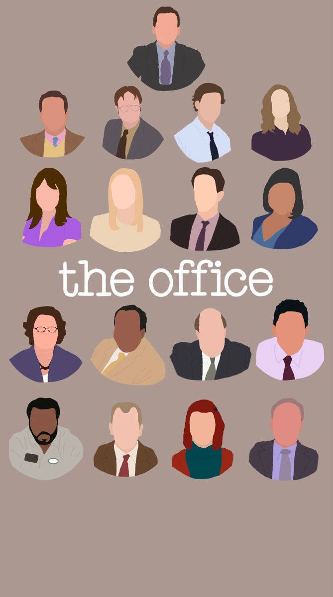The Office, minimalist illustrated portraits, office workers, SD Phone Wallpaper