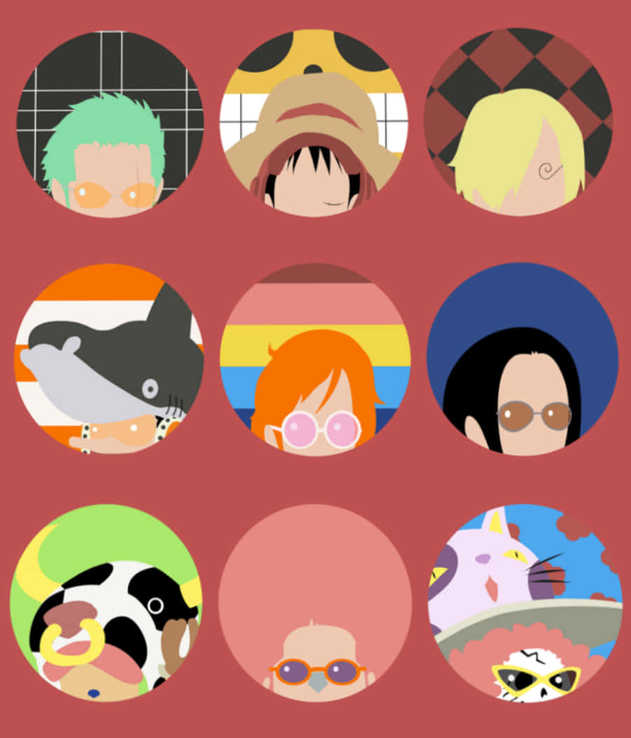 Minimalist One Piece, anime character portraits, bold colors, SD Phone Wallpaper