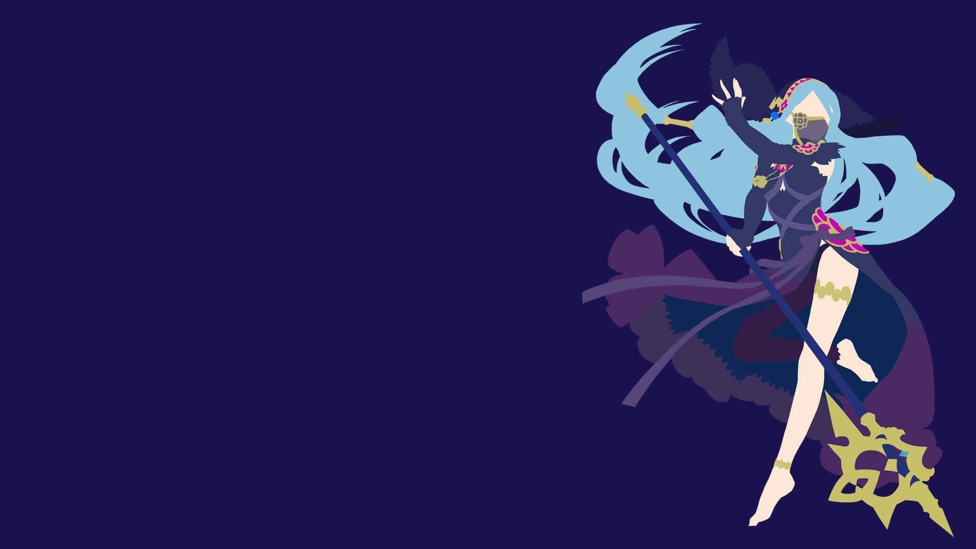 Minimalist One Piece, anime girl, flowing blue hair, Full HD Desktop Wallpaper