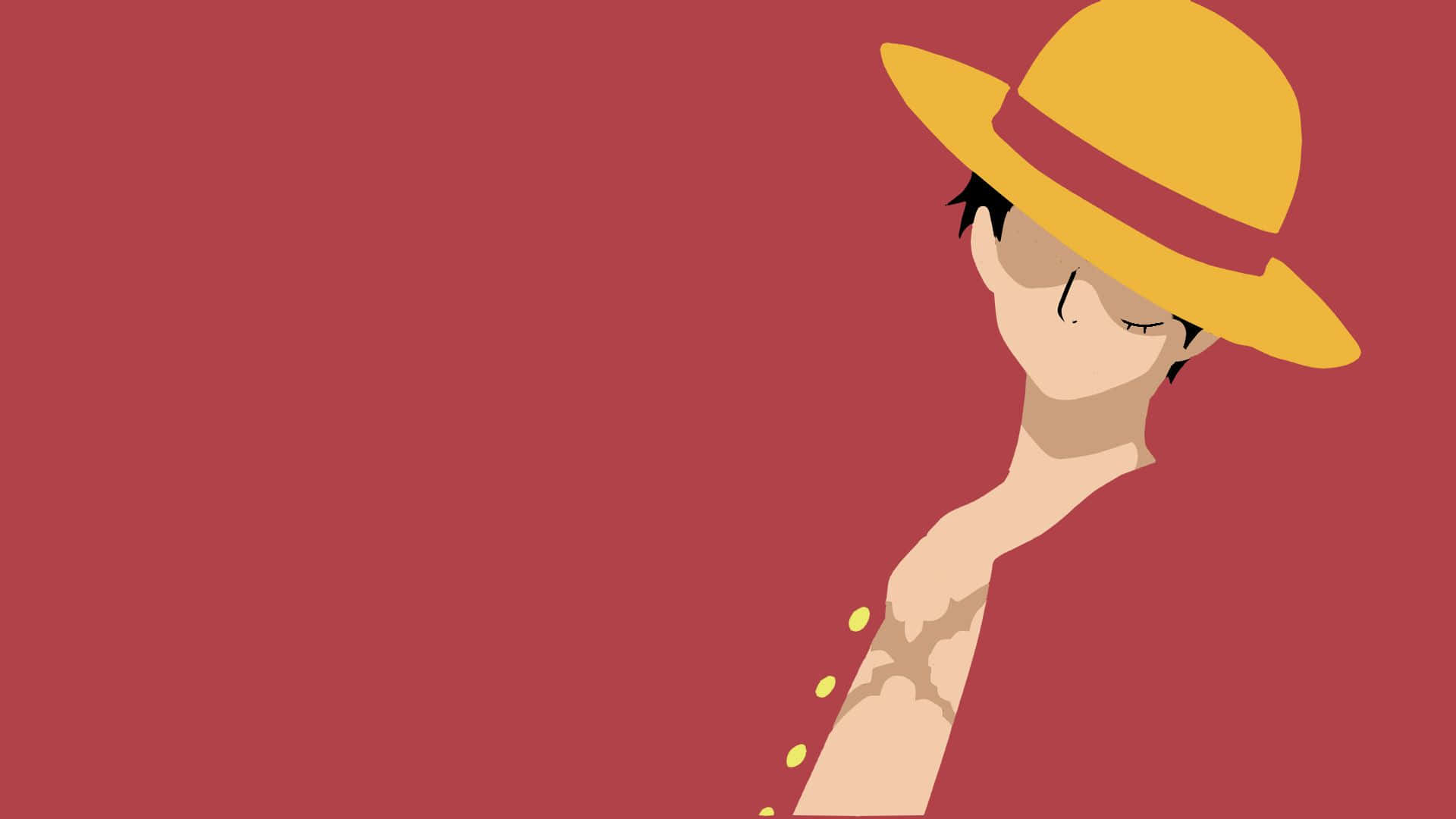 One Piece, yellow hat, closed eyes, Full HD Desktop Wallpaper