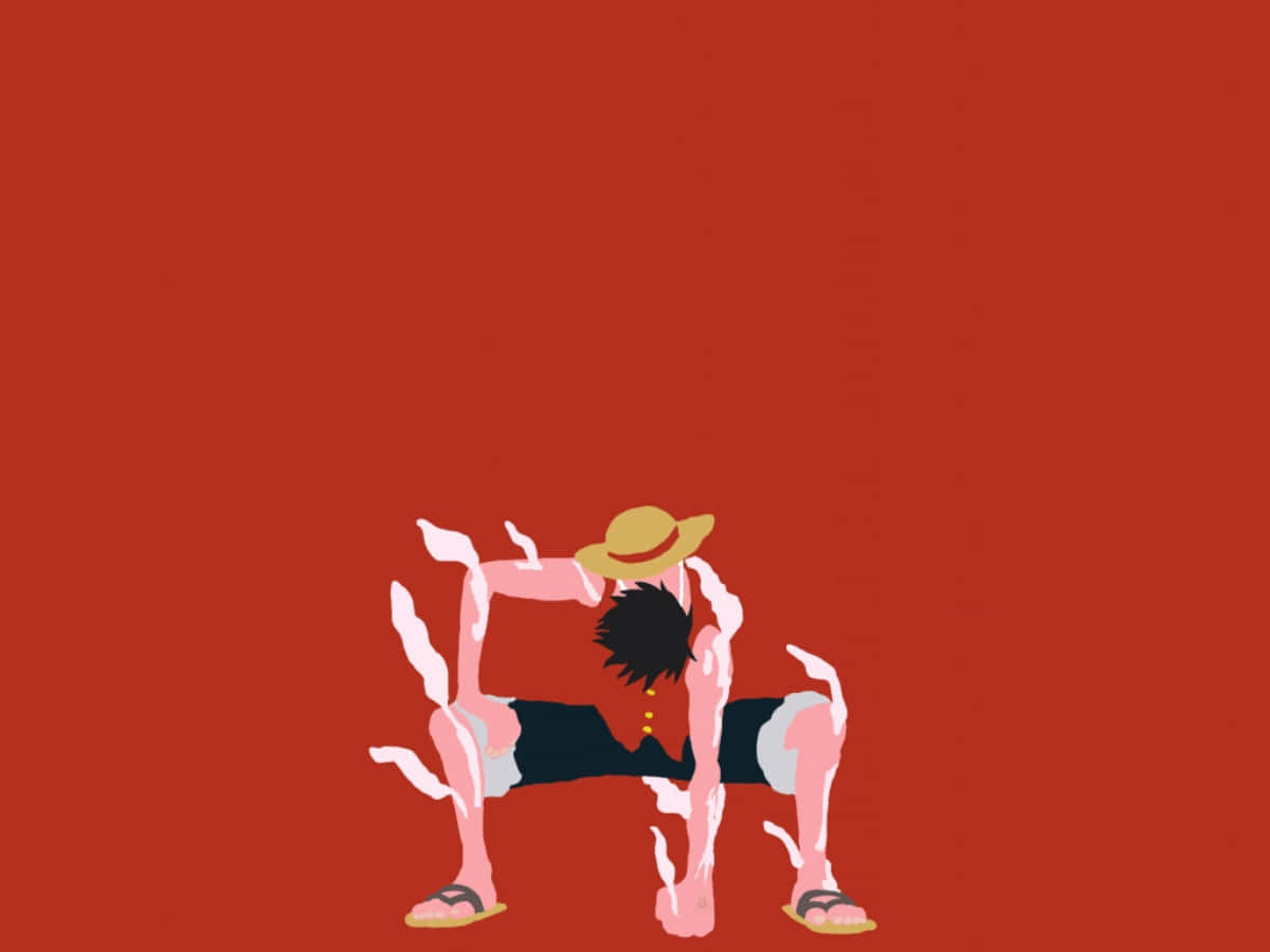 One Piece, straw hat, solid red background, SD Desktop Wallpaper