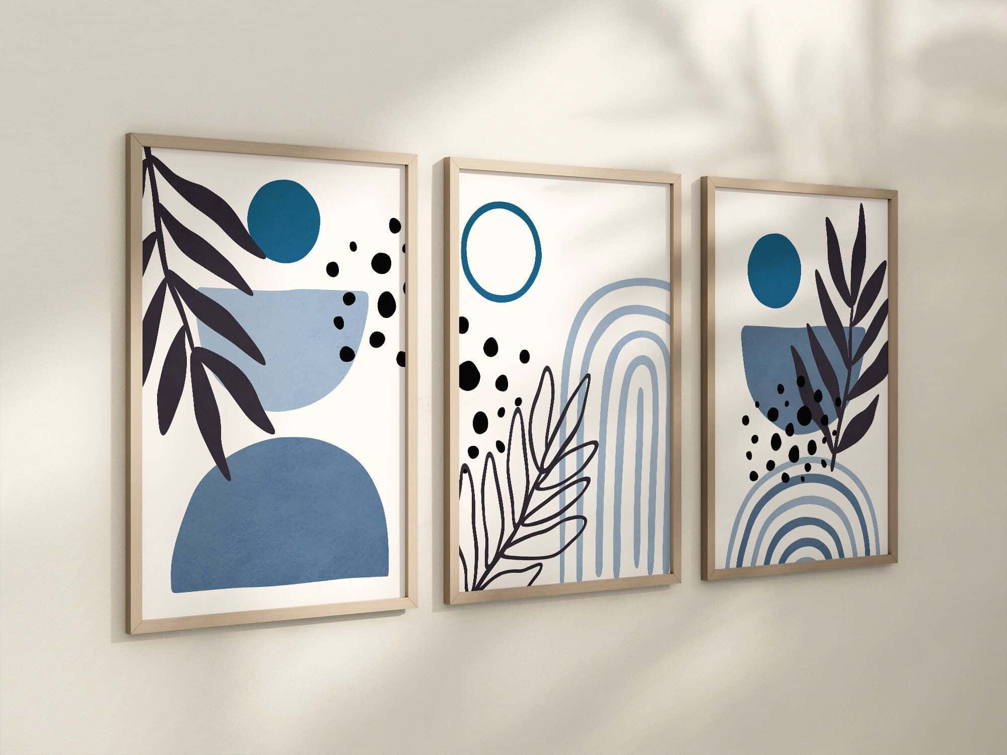 minimalist painting, abstract art pieces, blue shapes, Full HD Desktop Wallpaper