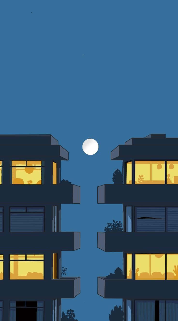 minimalist painting, full moon, deep blue night sky, HD Phone Wallpaper