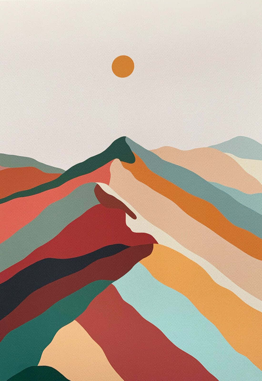 minimalist painting, color blocks, abstract mountains, HD Phone Wallpaper