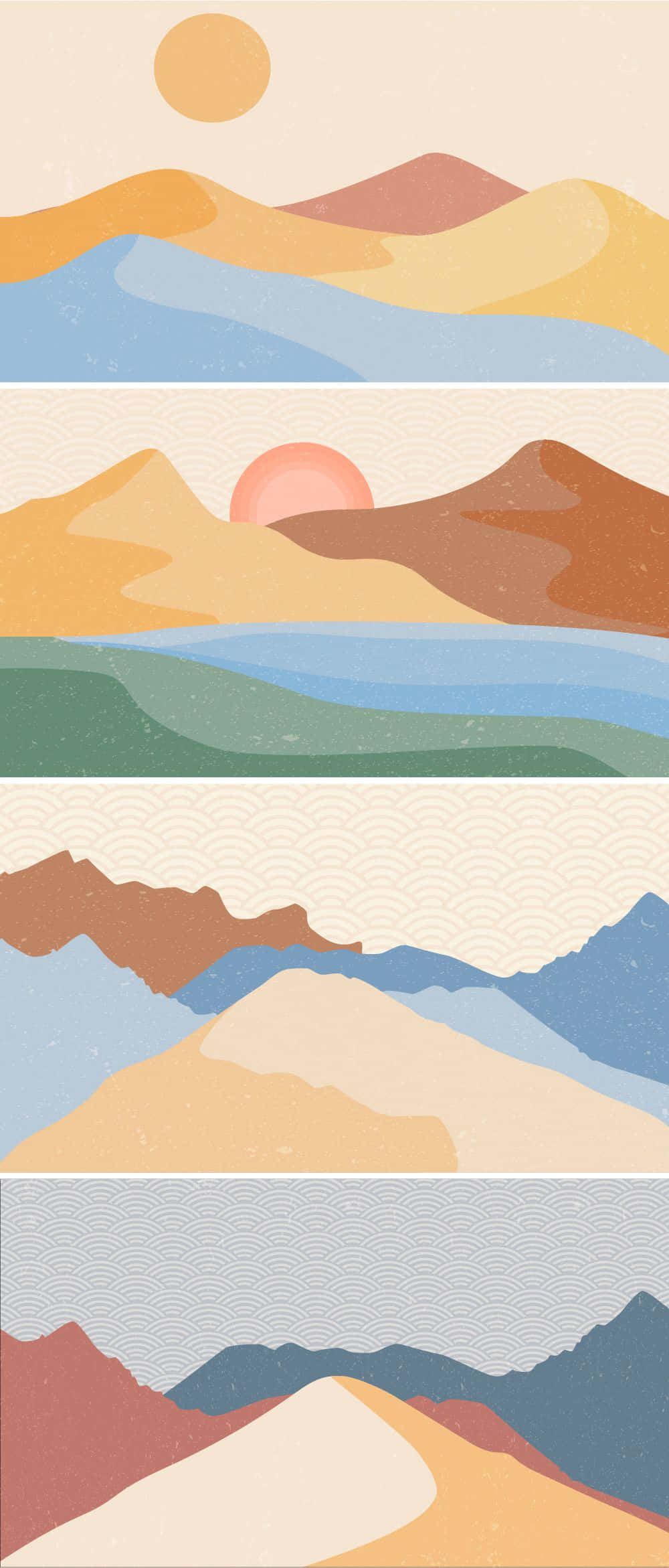 minimalist painting, warm earth tones, soft sun, Full HD Phone Wallpaper