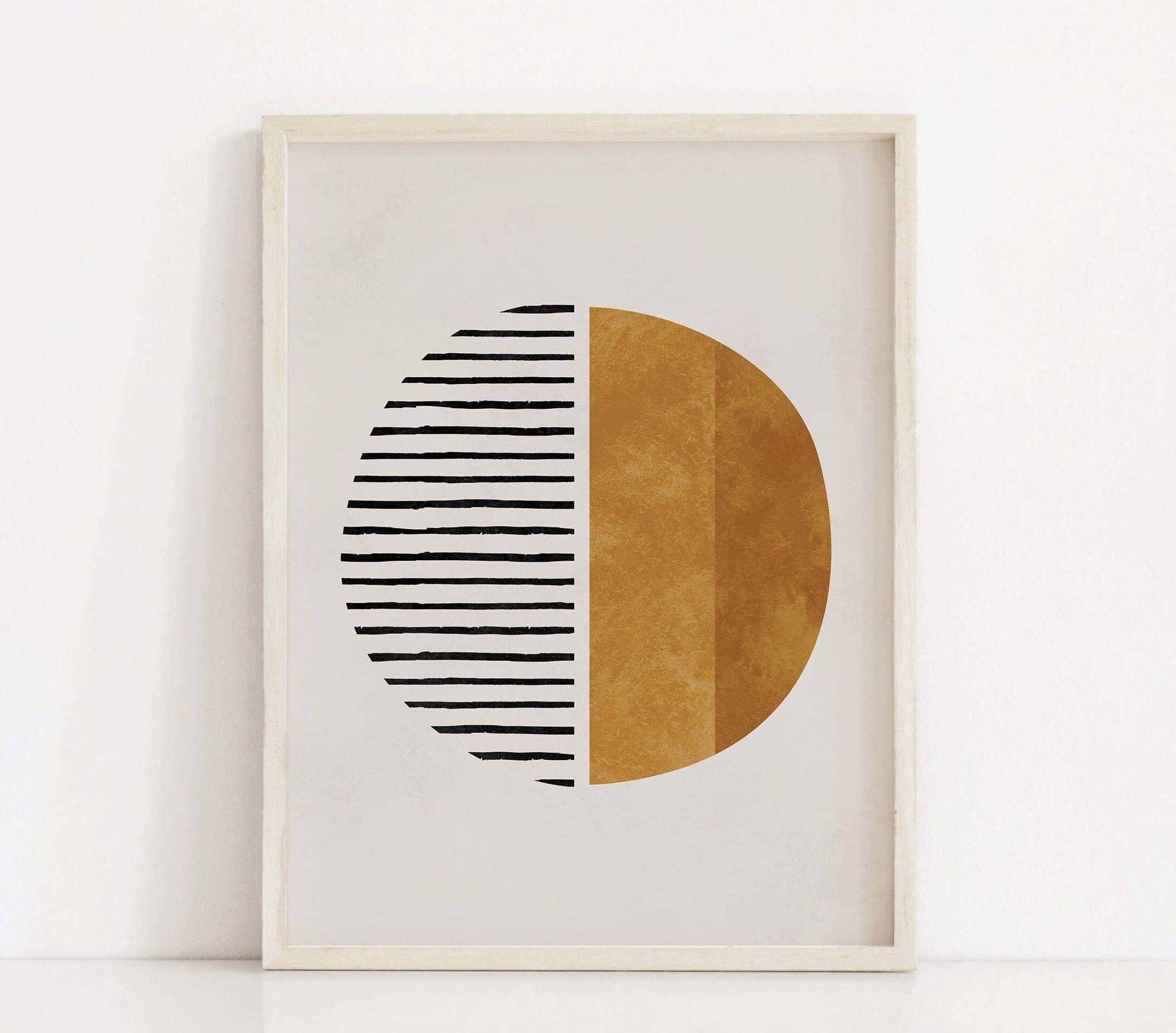 minimalist painting, half-circle, black horizontal stripes, Full HD Desktop Wallpaper