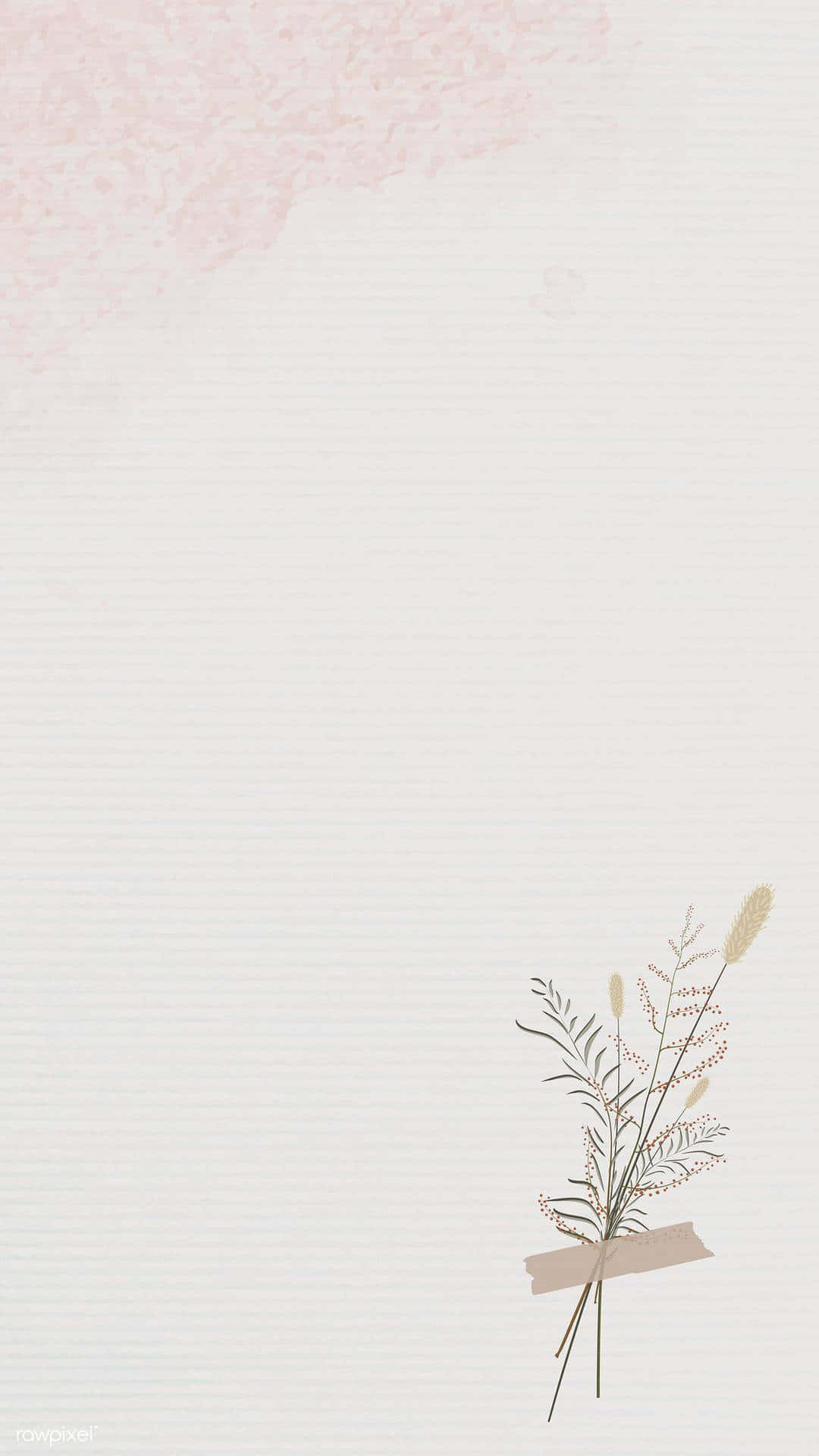 soft pink watercolor wash, delicate dried grass bouquet, beige tape, Full HD Phone Wallpaper