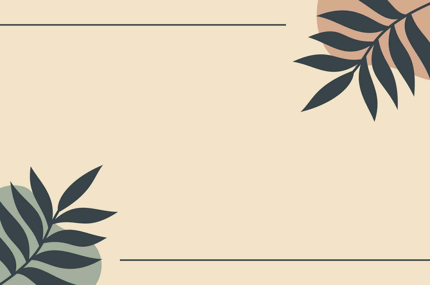 Minimalist, beige background, dark leaf silhouettes, HD Desktop Wallpaper