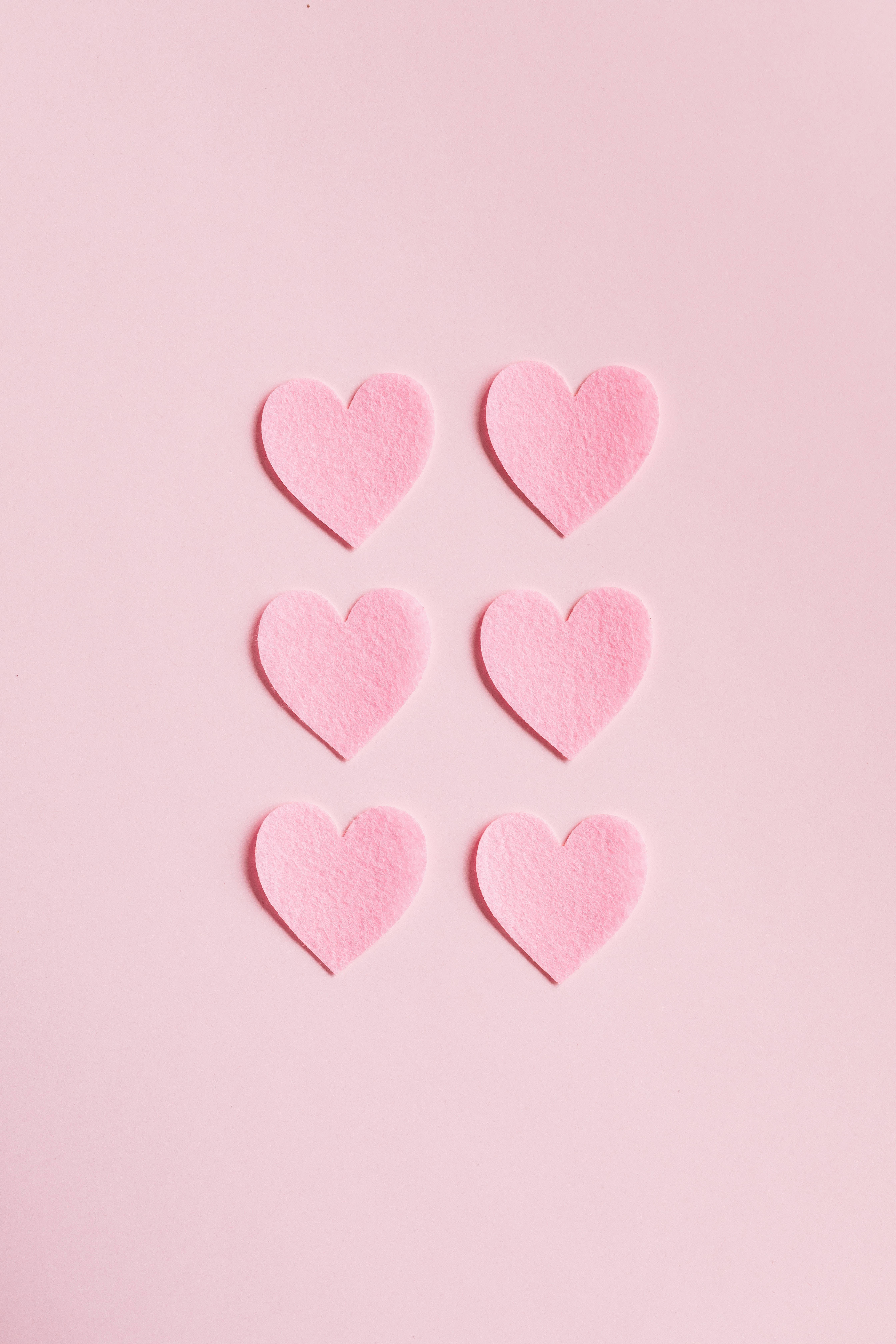 pastel pink, felt hearts, grid arrangement, 5K Phone Wallpaper