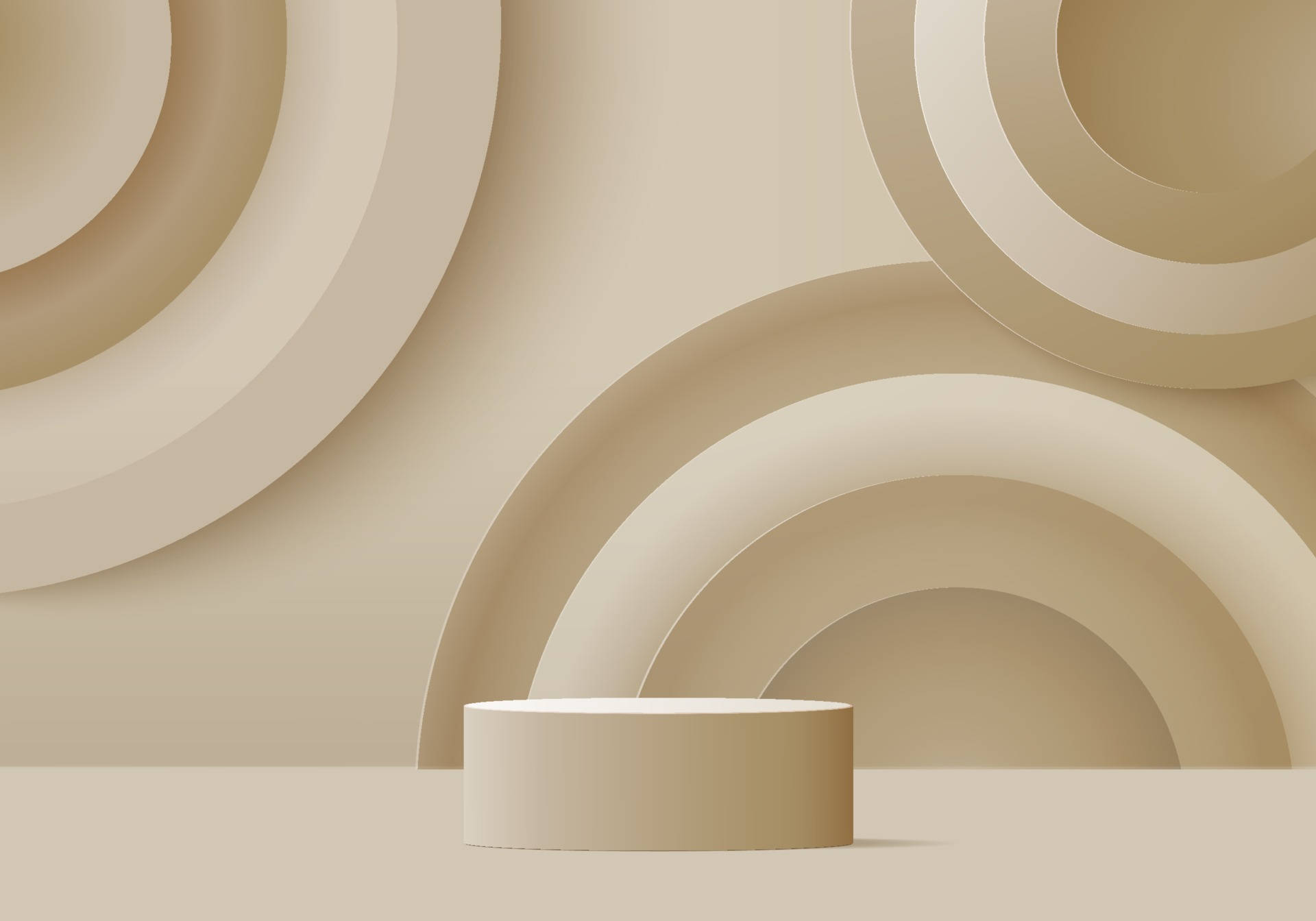 beige pastel, minimalist, circular wall, Full HD Desktop Wallpaper