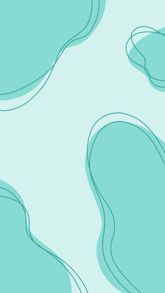 pastel teal, abstract shapes, thin dark teal outlines, SD Phone Wallpaper