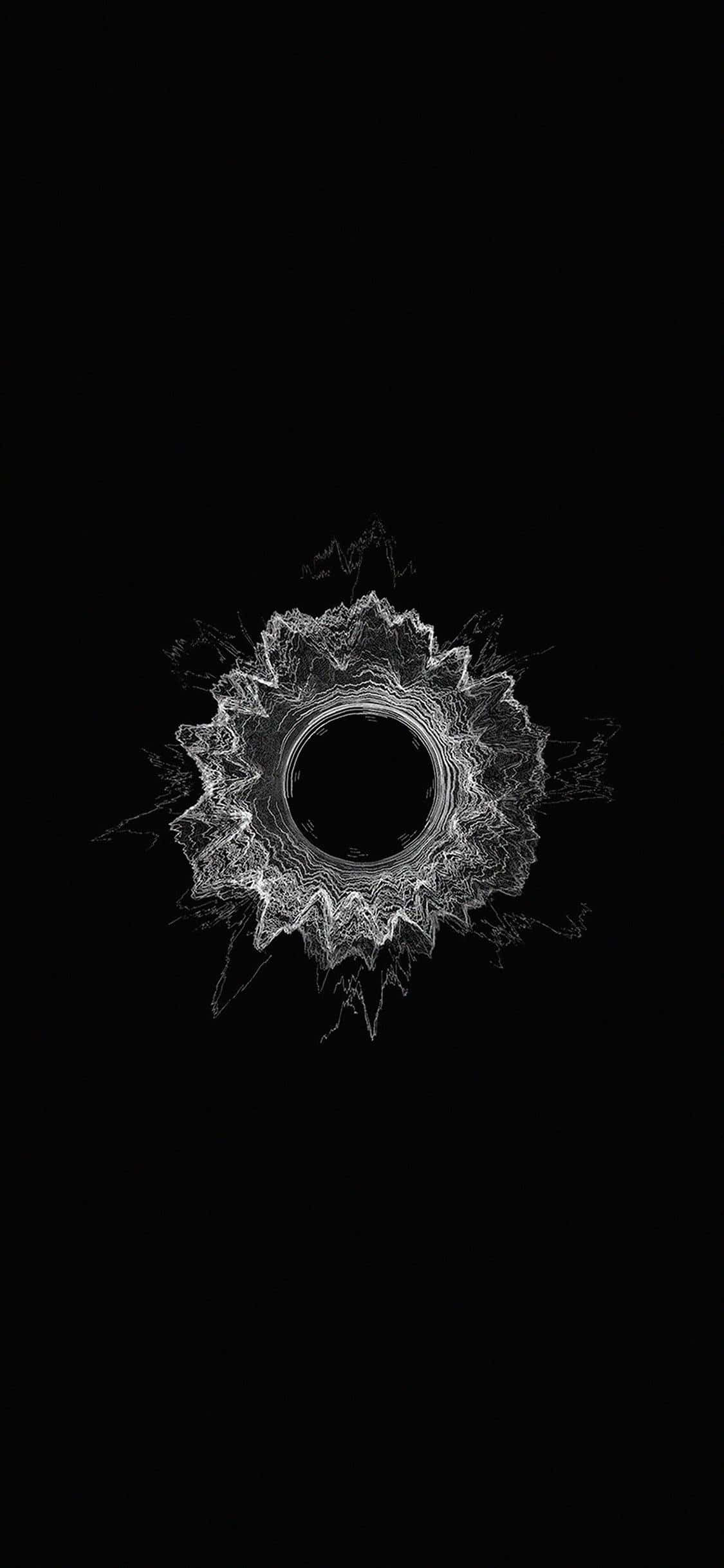 minimalist pattern, glowing white fractal mandala, central void, Full HD Phone Wallpaper