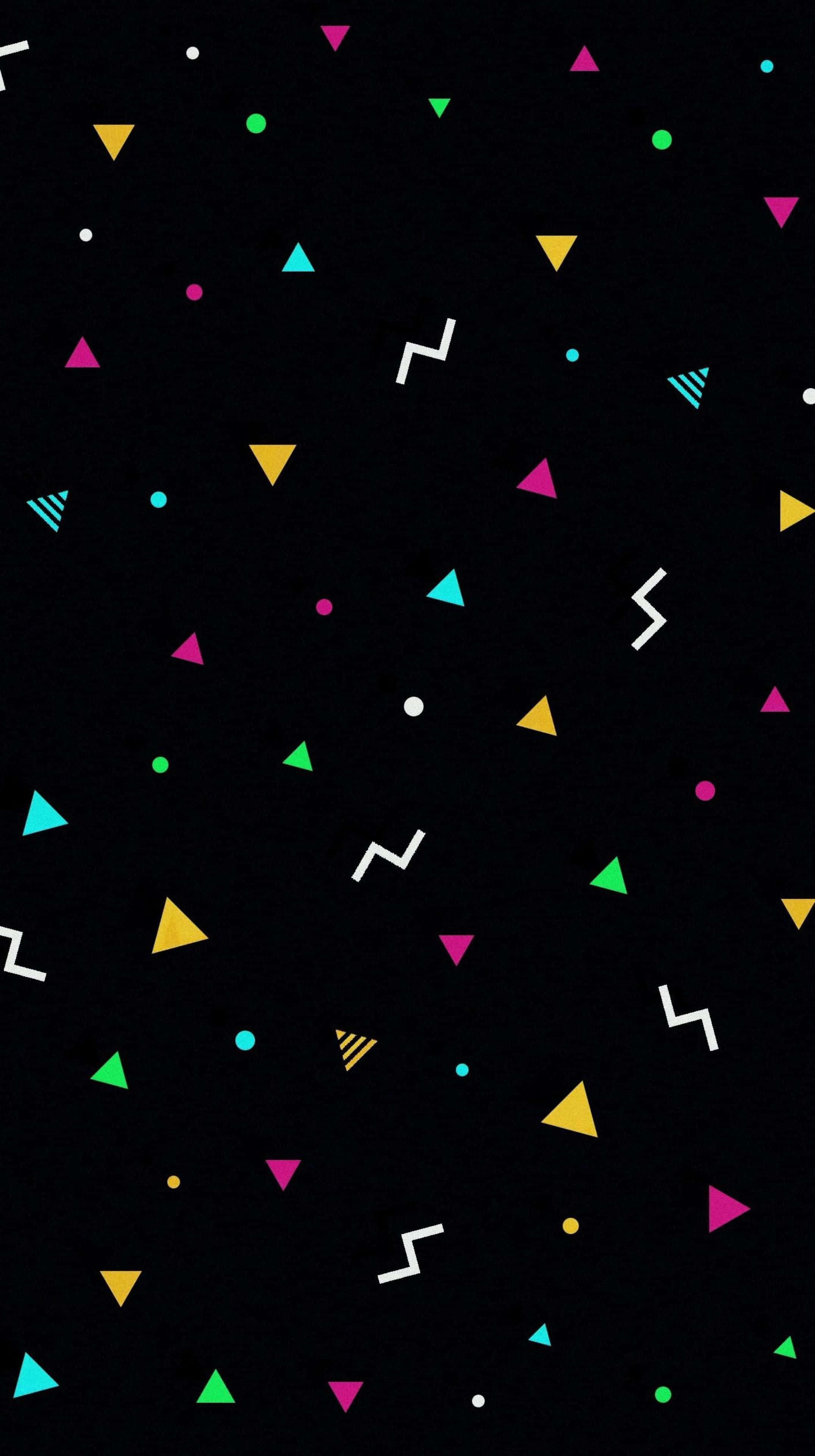 minimalist pattern, geometric shapes, deep black background, 4K Phone Wallpaper