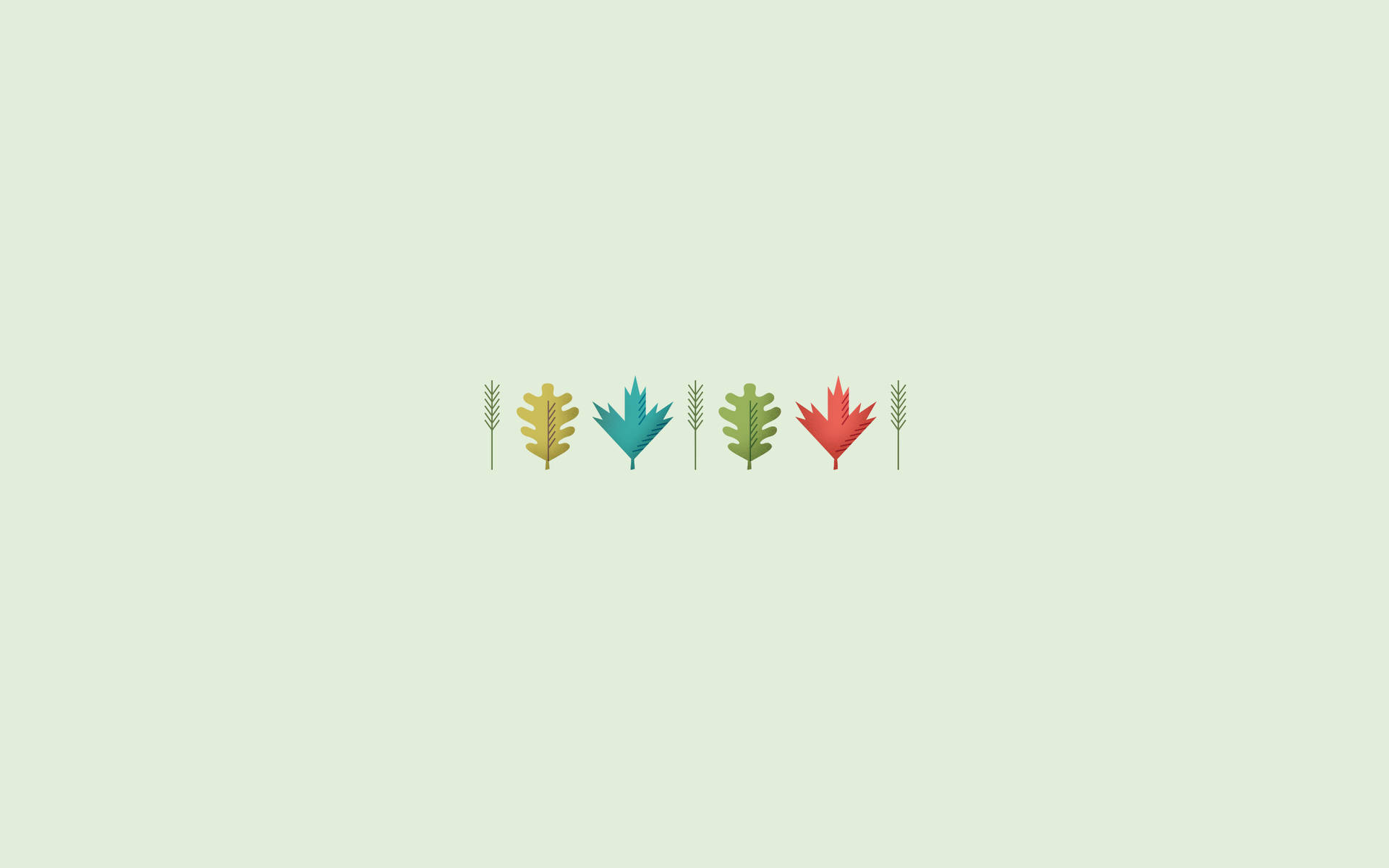 cute minimalist, stylized colorful leaves, wheat stalks, Full HD Desktop Wallpaper