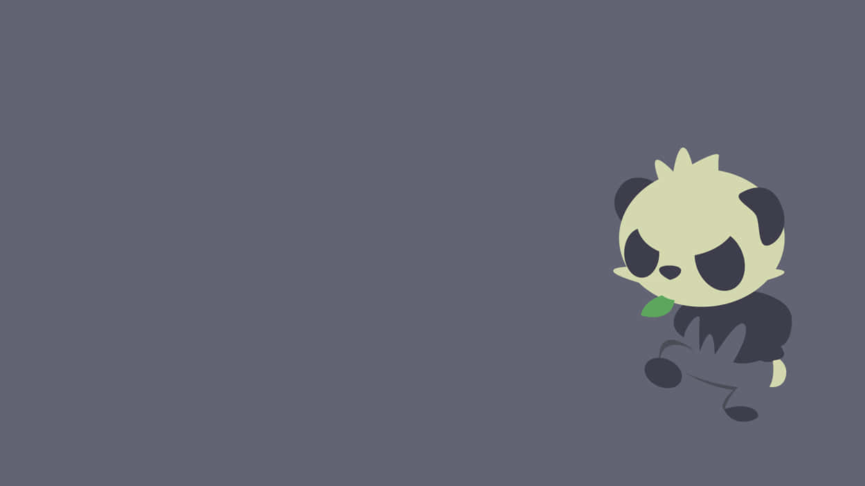 minimalist design, cartoon panda, leaf, SD Desktop Wallpaper