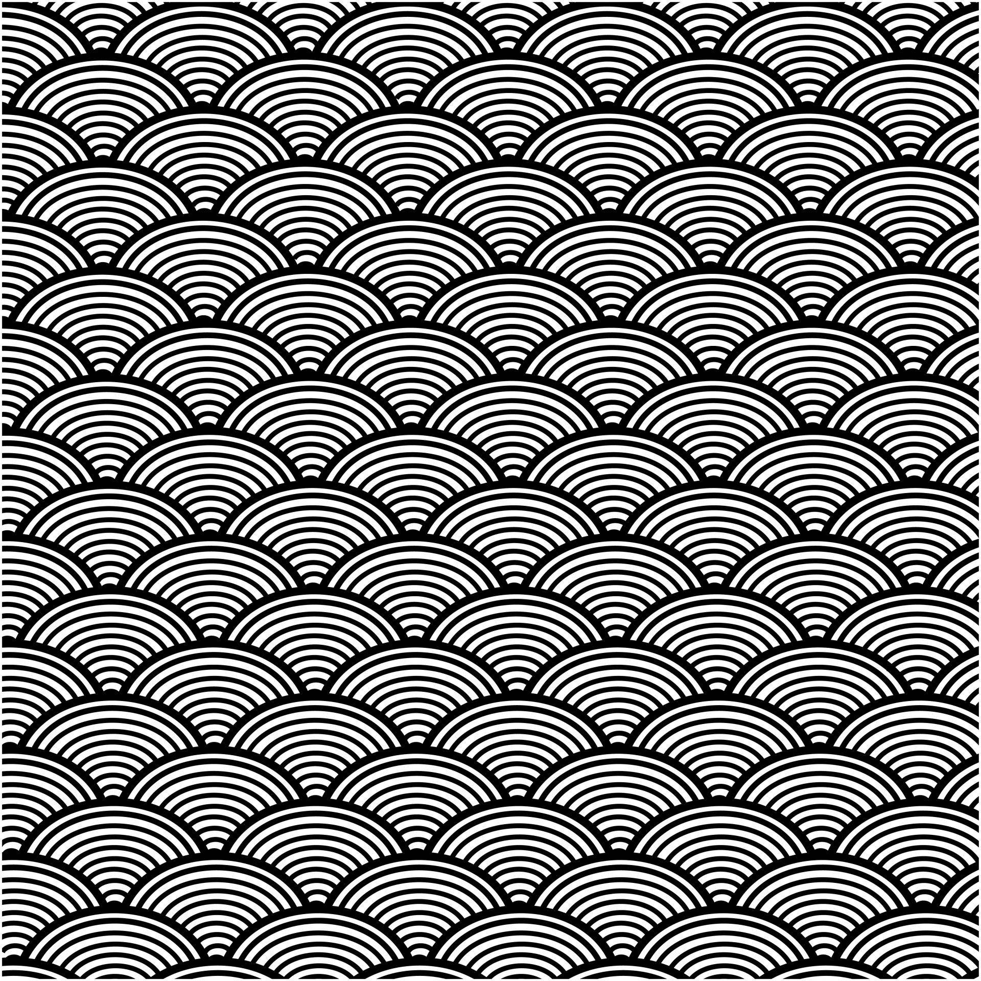 minimalist black and white pattern, repeating black and white wave pattern, concentric arcs, Full HD Desktop Wallpaper
